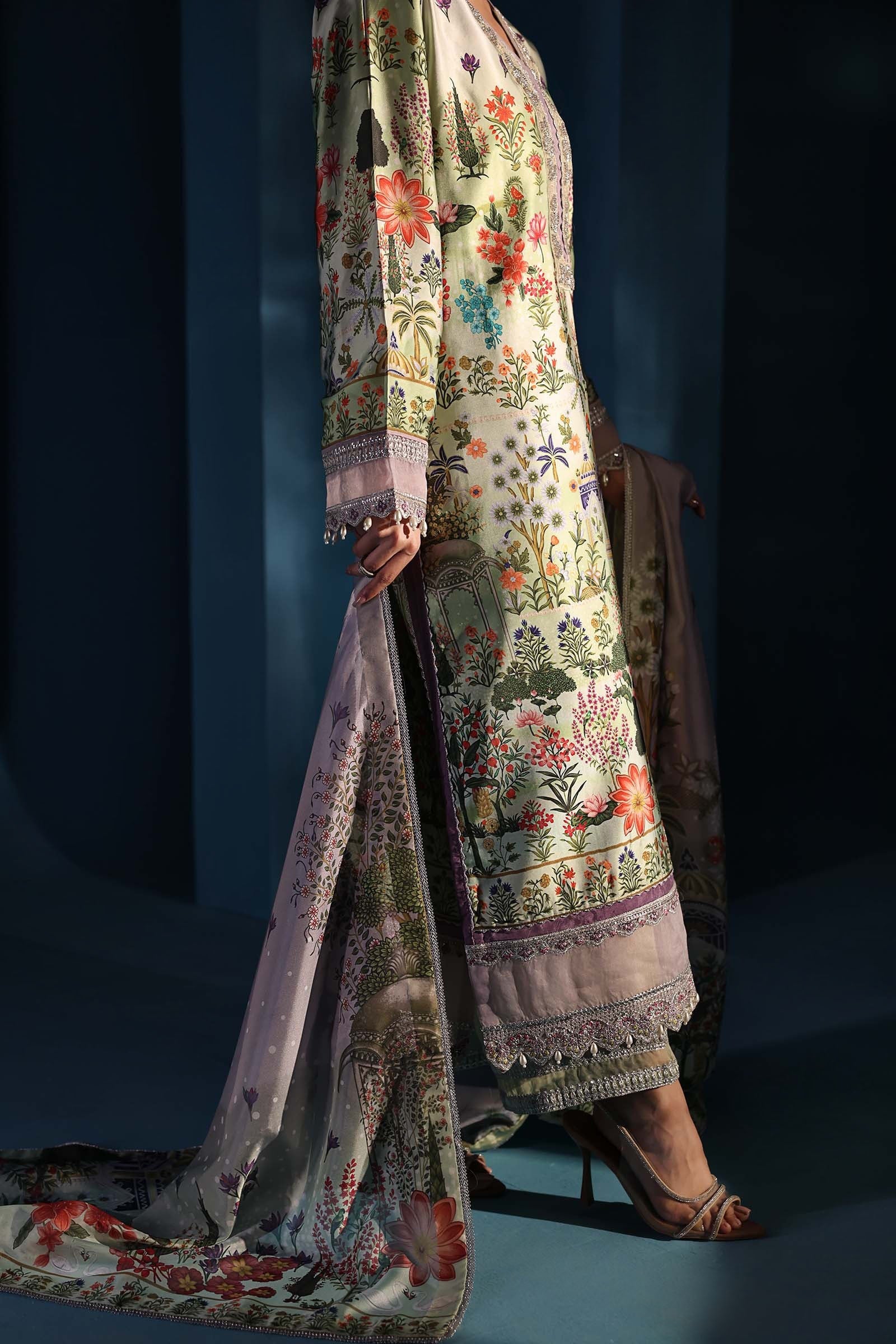 Maria.B - Luxury Silk Embroidered 3 Piece Unstitched - MPS-W25-06-Pista - Image 2