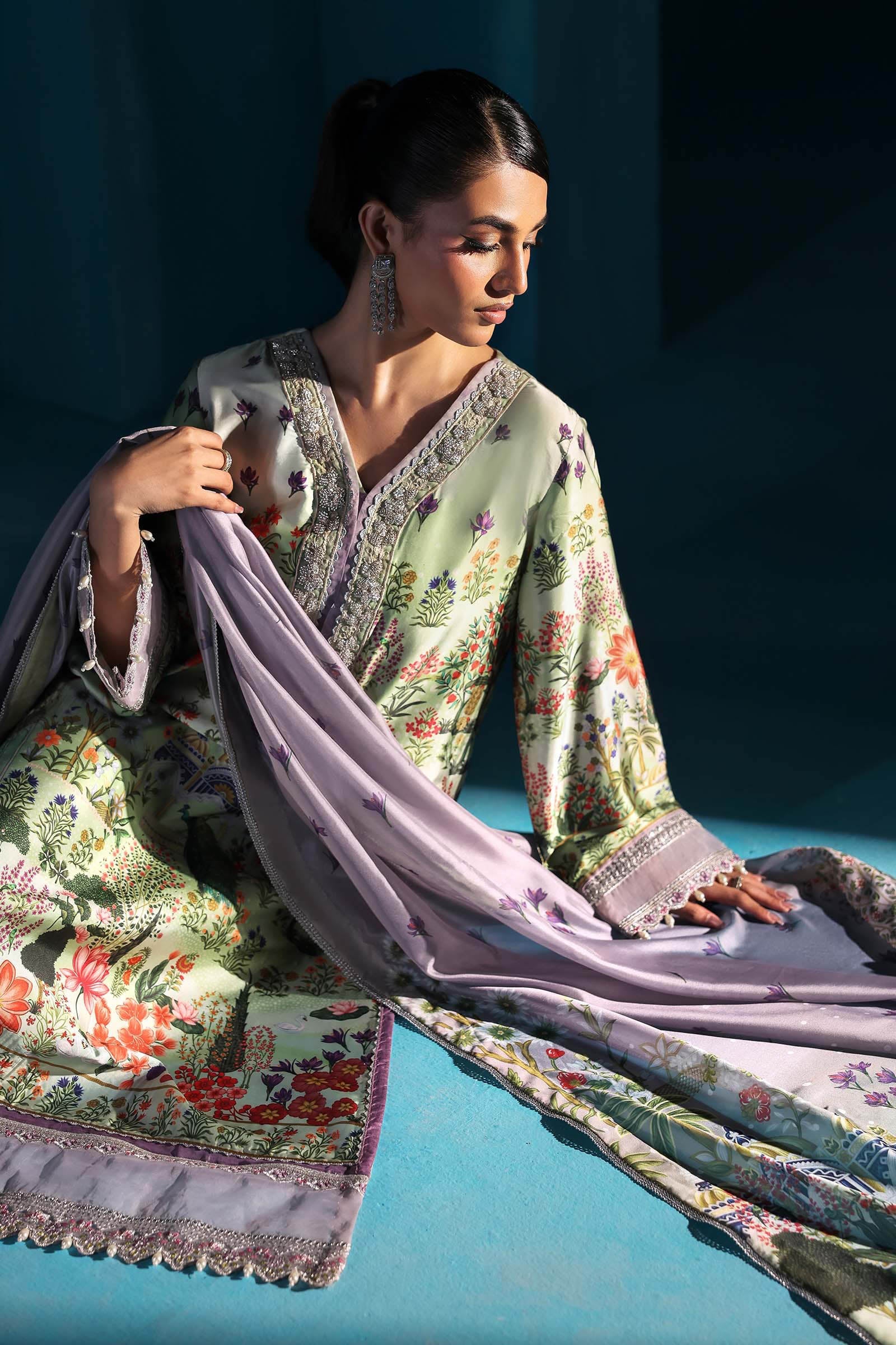 Maria.B - Luxury Silk Embroidered 3 Piece Unstitched - MPS-W25-06-Pista - Image 4