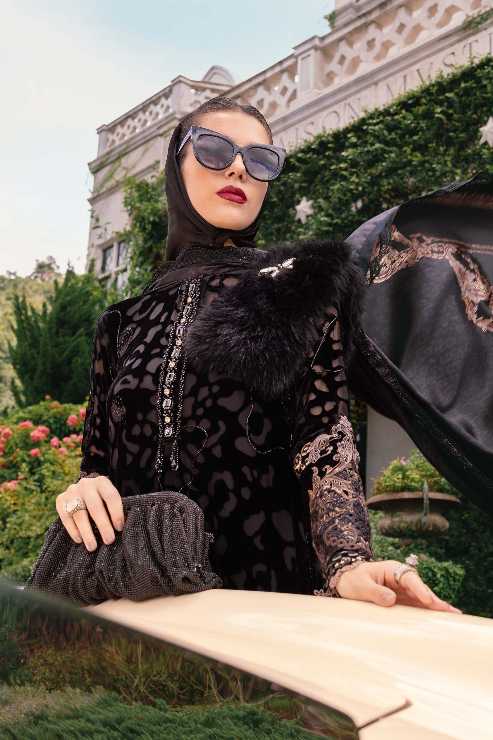 Maria.B Luxury Velvet Embroidered Palachi 3 Piece Unstitched WL-1301 - Image 7