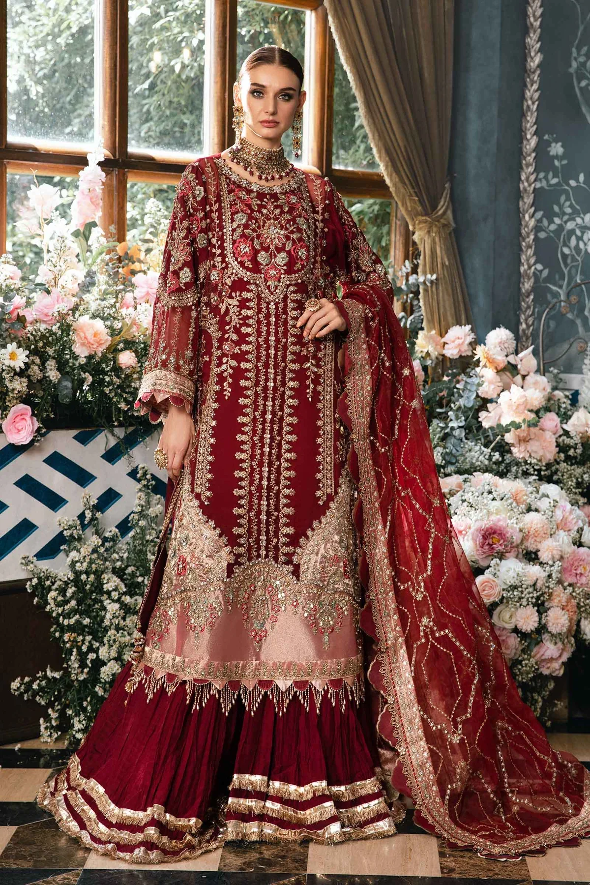 Maria.B Mbroidered 3 Piece Unstitched Organza Embroidered Suit BD-2807