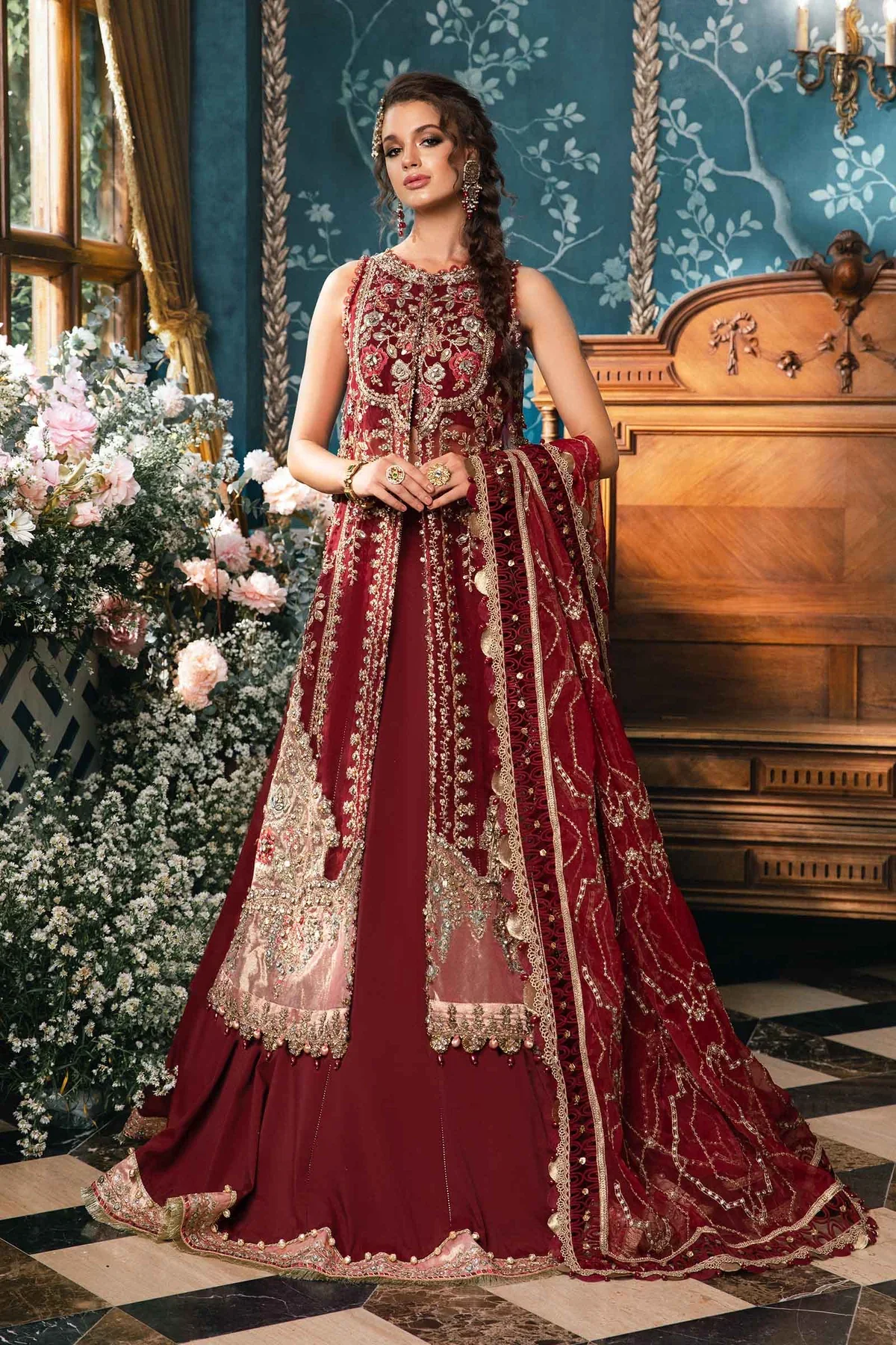 Maria.B Mbroidered 3 Piece Unstitched Organza Embroidered Suit BD-2807 - Image 2