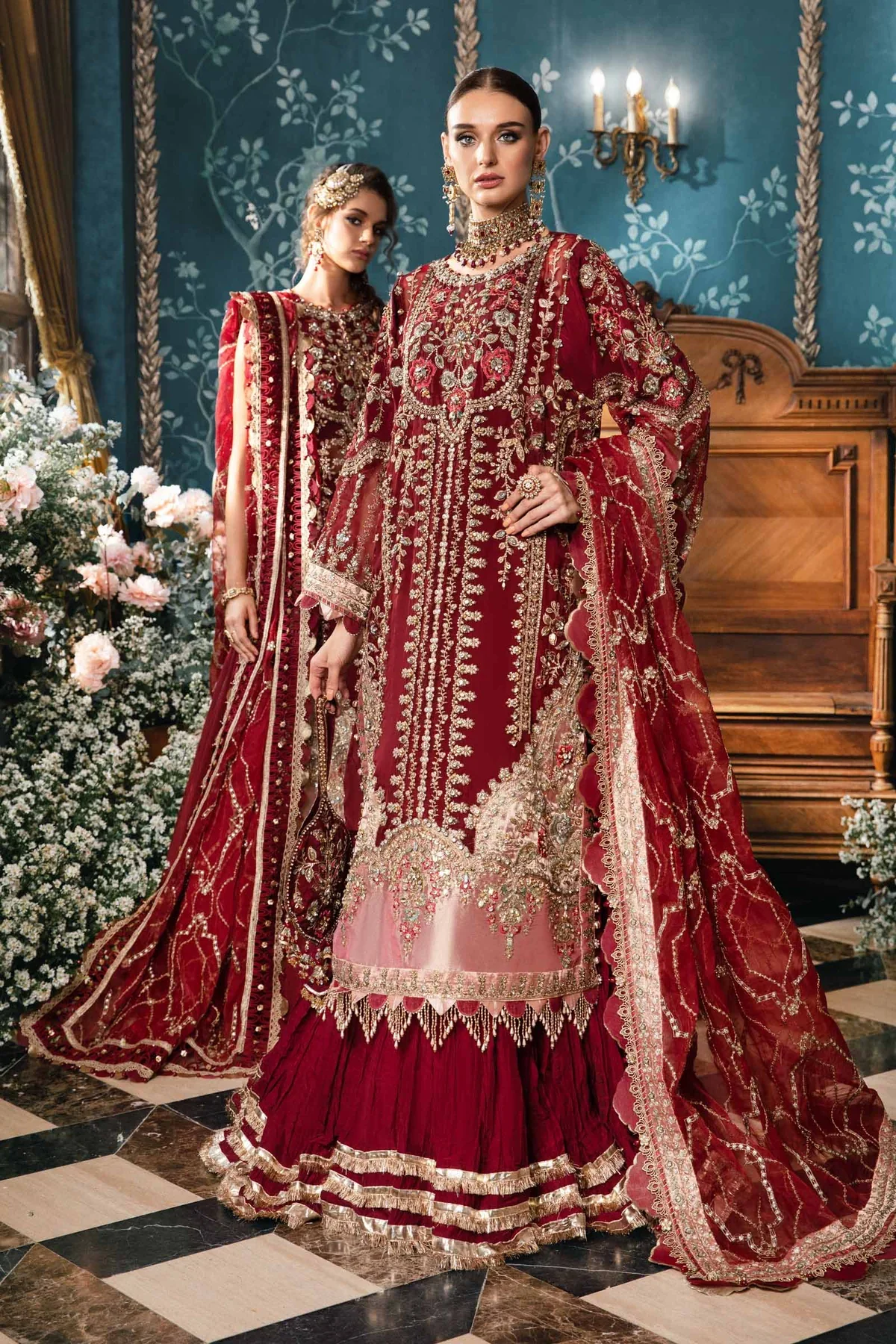 Maria.B Mbroidered 3 Piece Unstitched Organza Embroidered Suit BD-2807 - Image 3