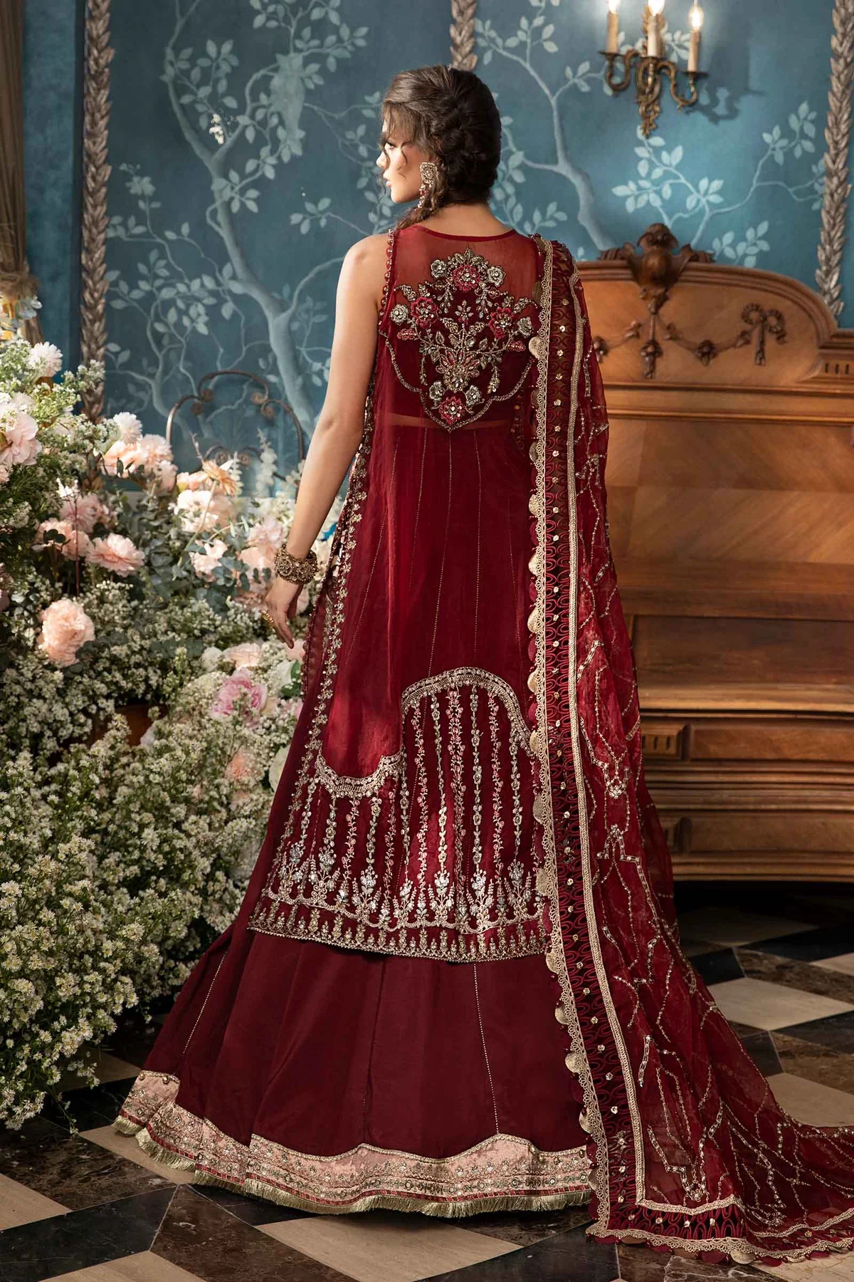 Maria.B Mbroidered 3 Piece Unstitched Organza Embroidered Suit BD-2807 - Image 4