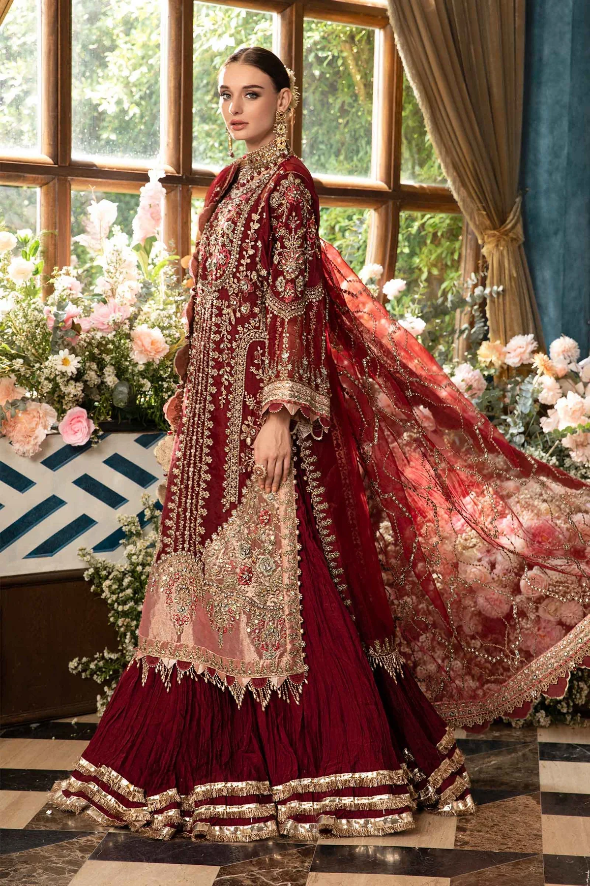 Maria.B Mbroidered 3 Piece Unstitched Organza Embroidered Suit BD-2807 - Image 5