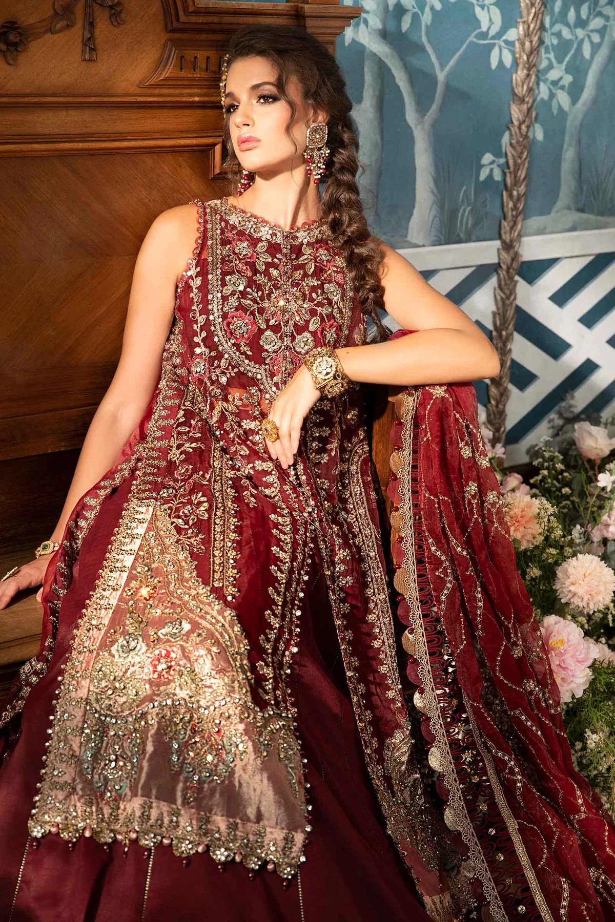 Maria.B Mbroidered 3 Piece Unstitched Organza Embroidered Suit BD-2807 - Image 6