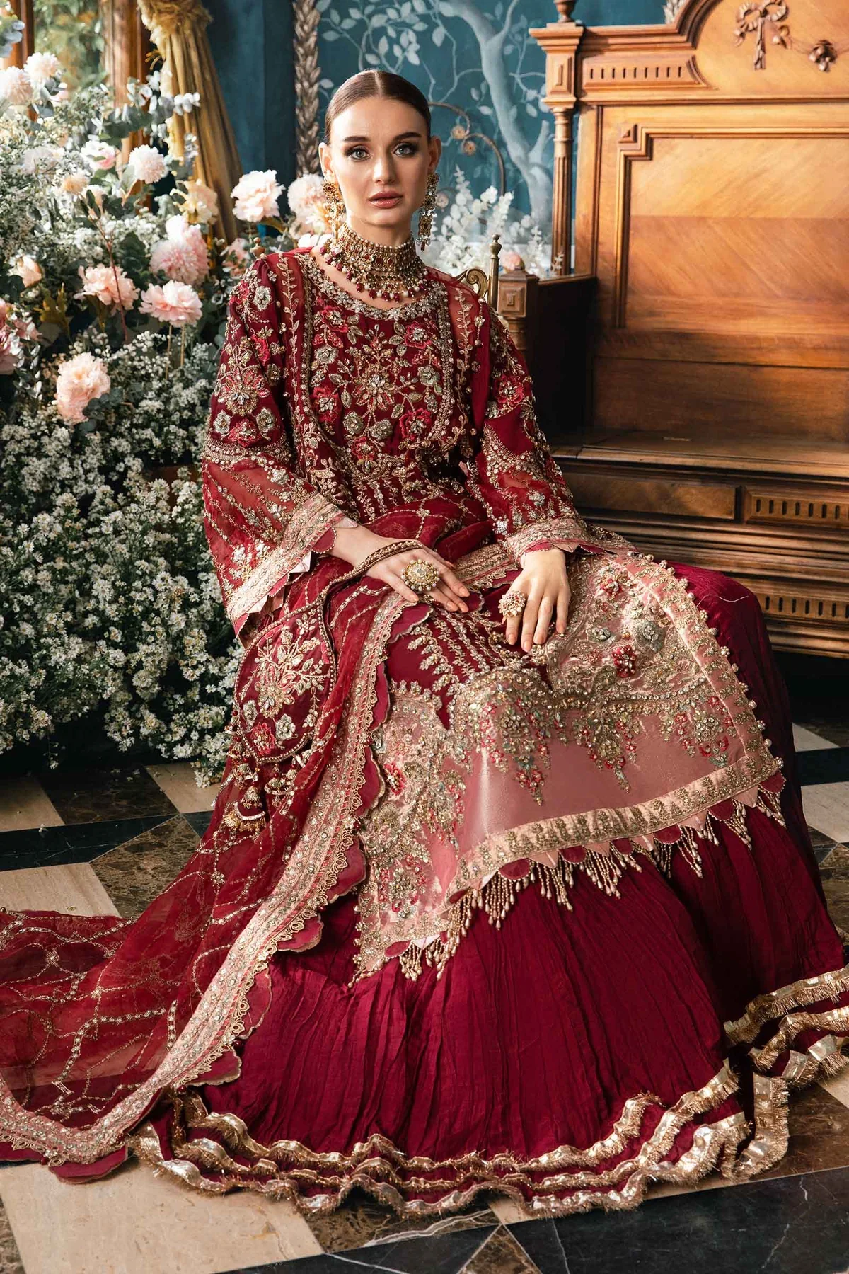 Maria.B Mbroidered 3 Piece Unstitched Organza Embroidered Suit BD-2807 - Image 7
