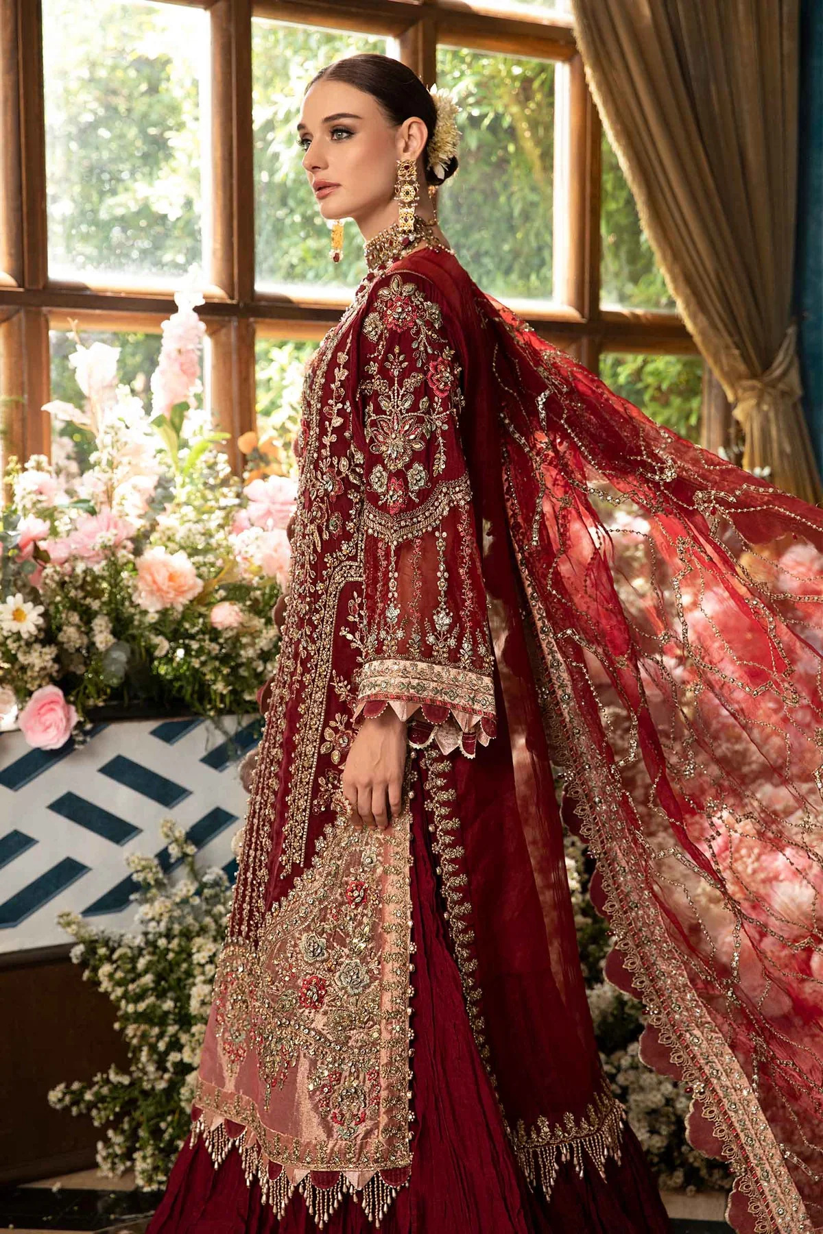 Maria.B Mbroidered 3 Piece Unstitched Organza Embroidered Suit BD-2807 - Image 8