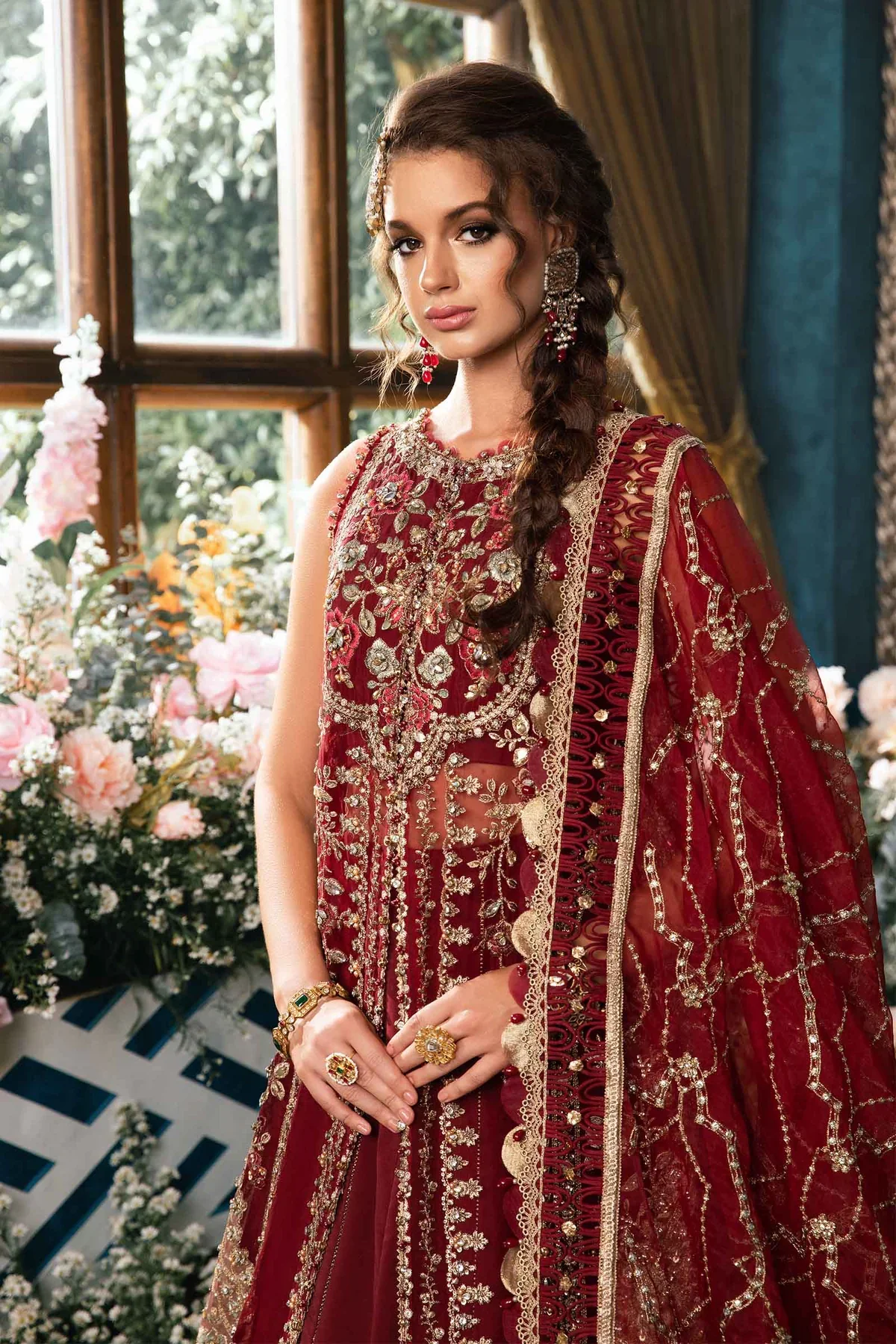 Maria.B Mbroidered 3 Piece Unstitched Organza Embroidered Suit BD-2807 - Image 9