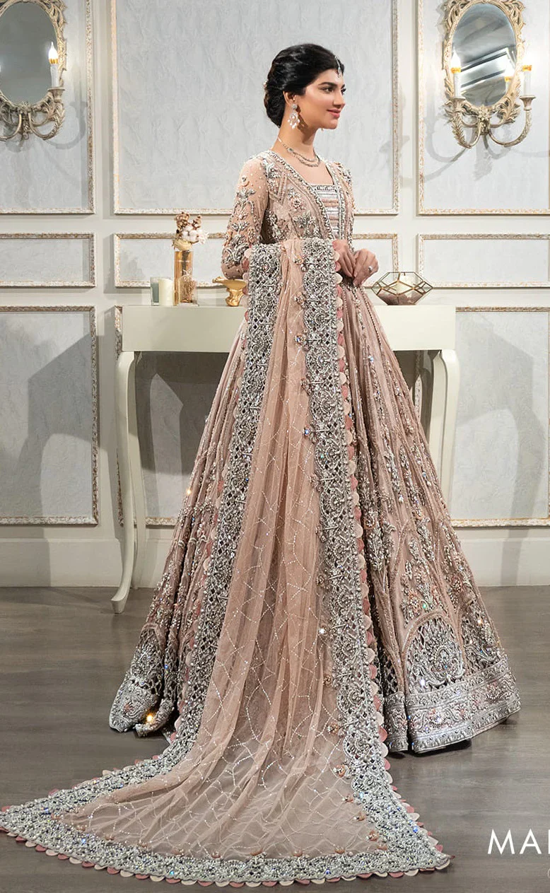 Maria.B Mbroidered Wedding Festive Net Embroidered Collection Unstitched 3PC Estelle Ex-142 B - Image 2
