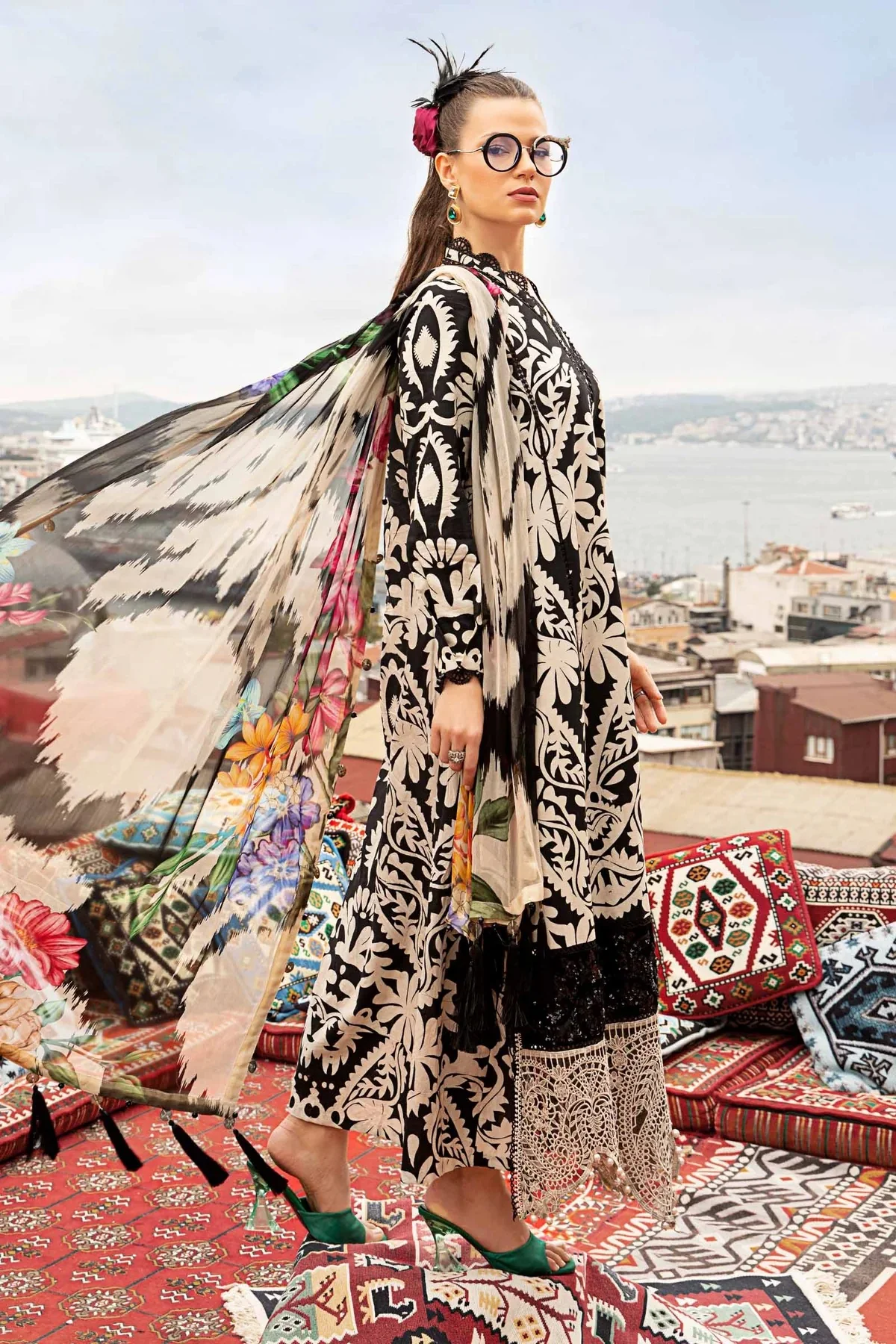 Maria.B MPRINTS 3 Piece Unstitched Luxury Lawn Suit MPT-2307-B - Image 2