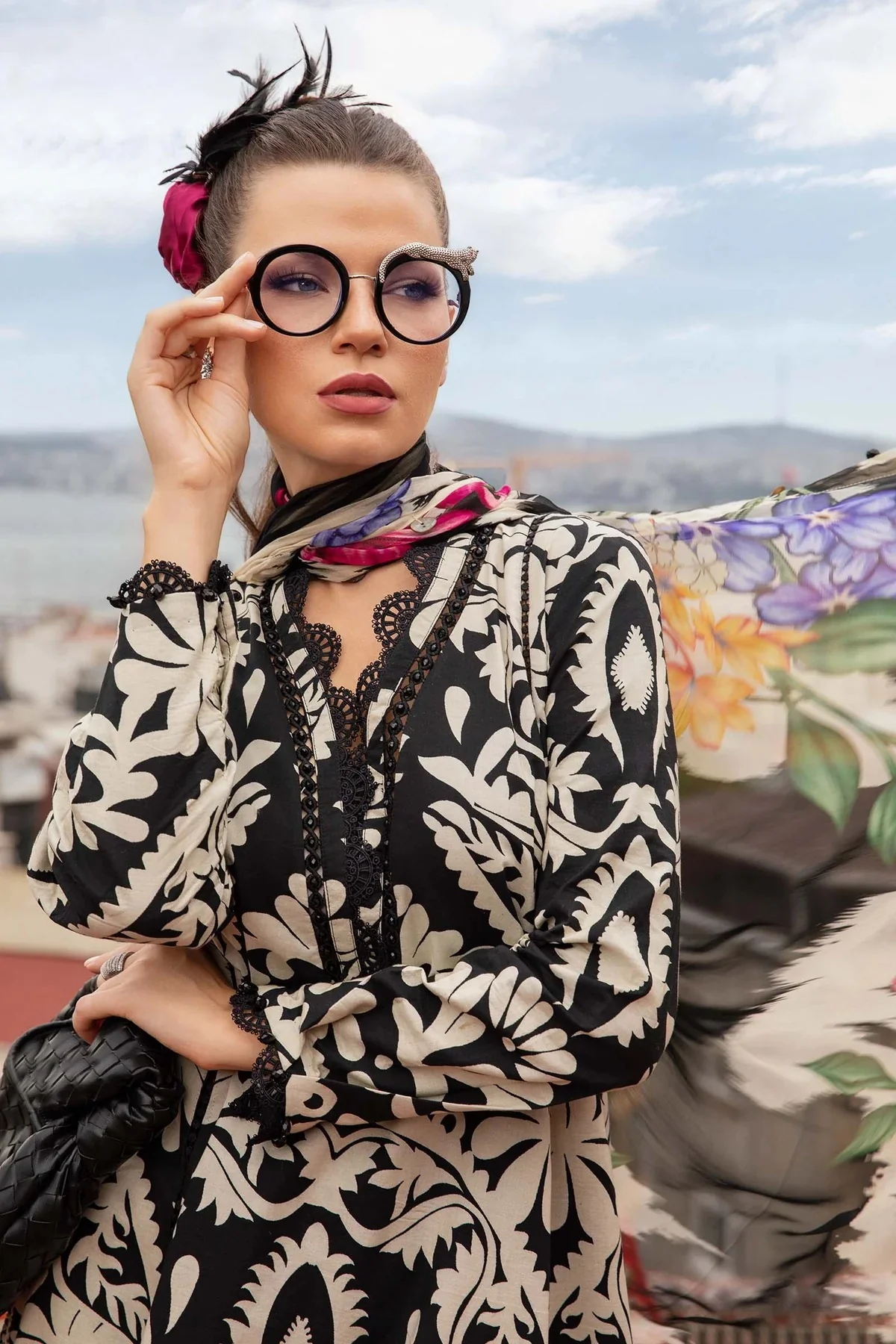 Maria.B MPRINTS 3 Piece Unstitched Luxury Lawn Suit MPT-2307-B - Image 4