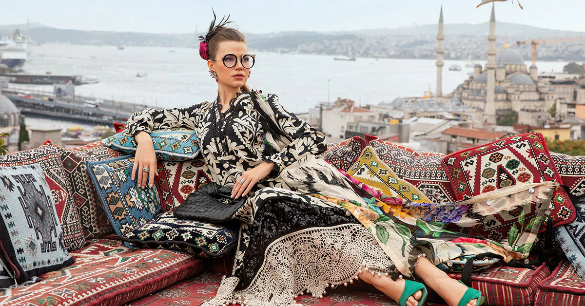 Maria.B MPRINTS 3 Piece Unstitched Luxury Lawn Suit MPT-2307-B - Image 5