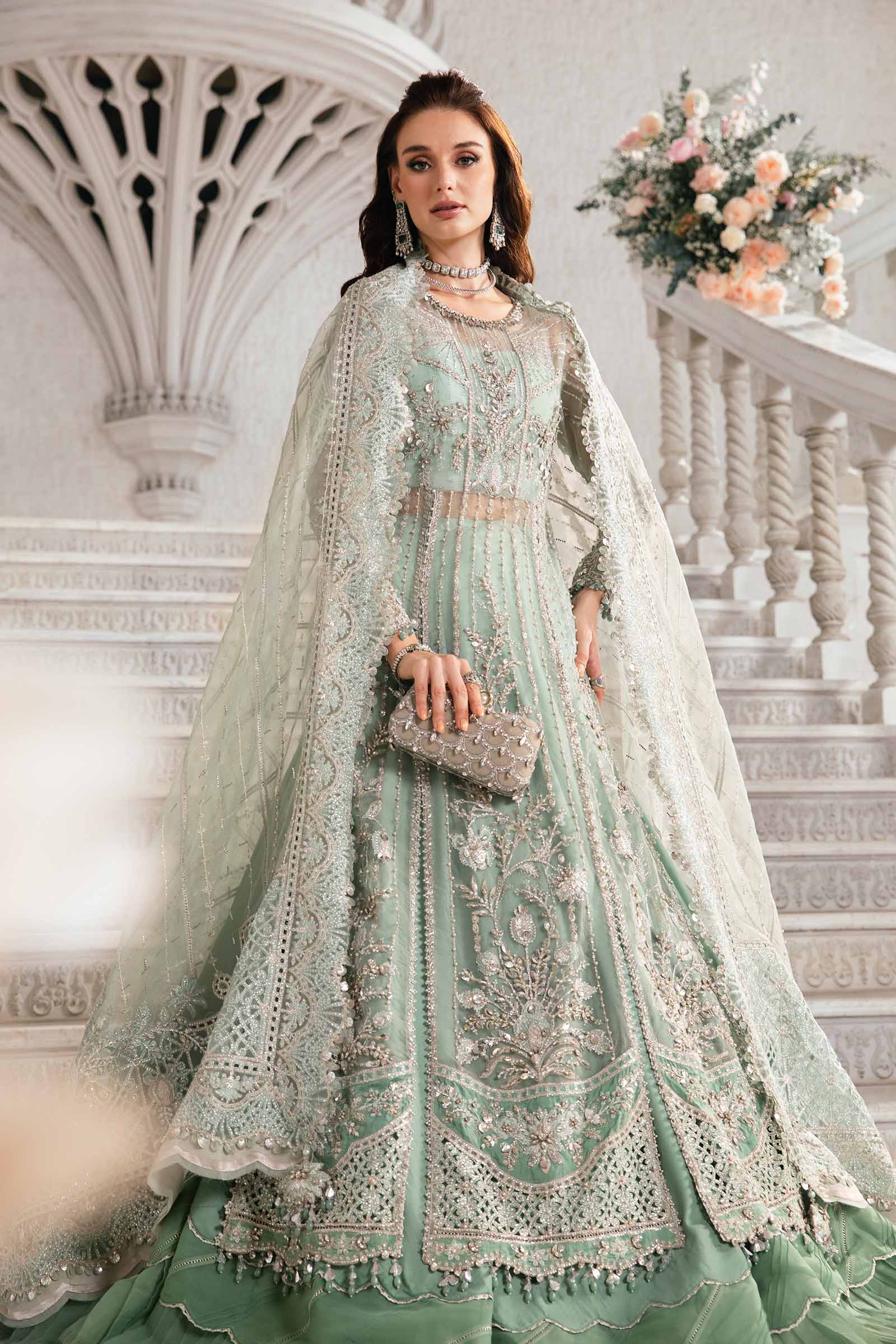 Maria.B Net Embroidered 3 Piece Unstitched Embroidered Suit | BD-2803 - Image 11