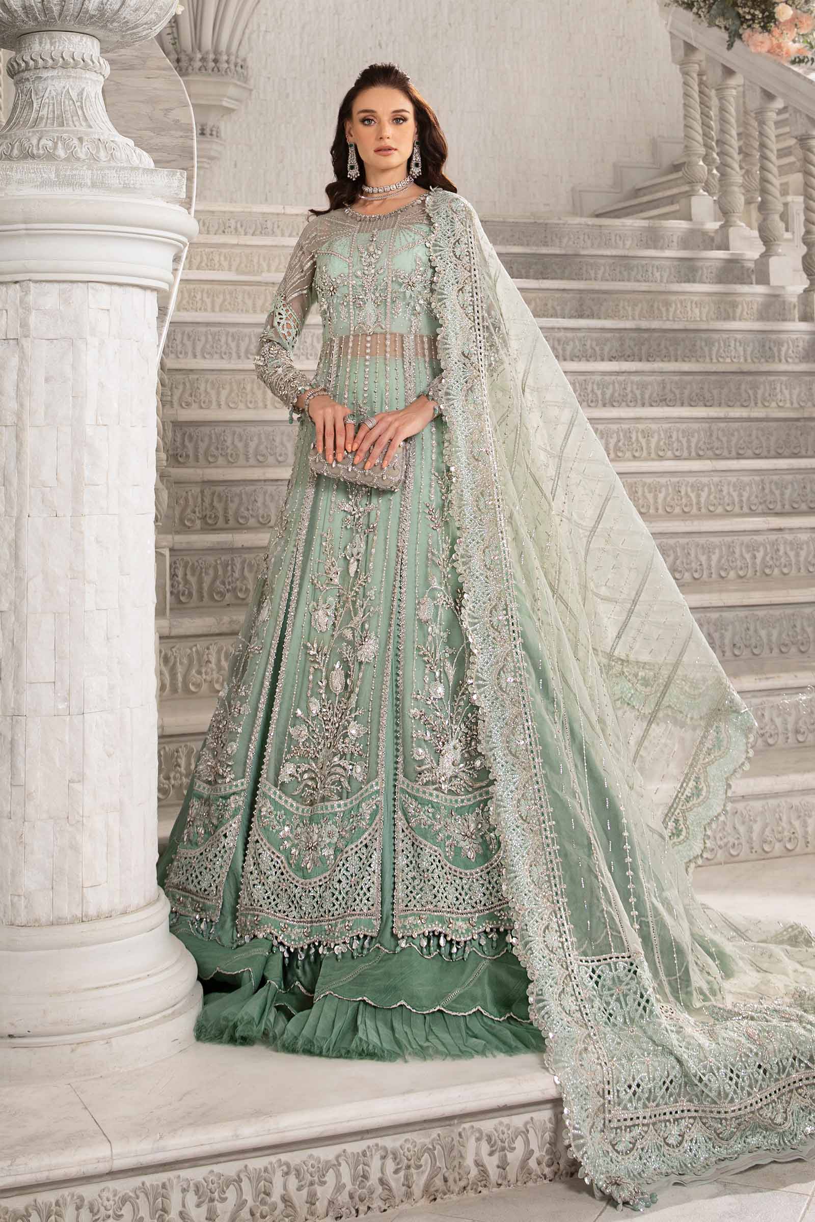 Maria.B Net Embroidered 3 Piece Unstitched Embroidered Suit | BD-2803 - Image 3