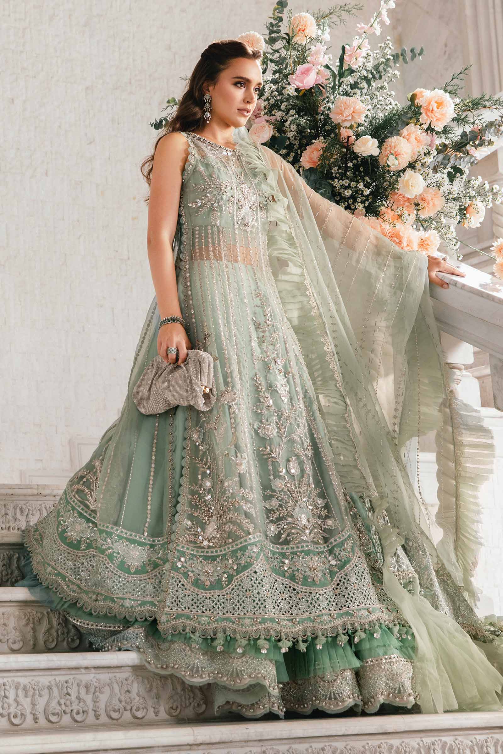 Maria.B Net Embroidered 3 Piece Unstitched Embroidered Suit | BD-2803 - Image 4