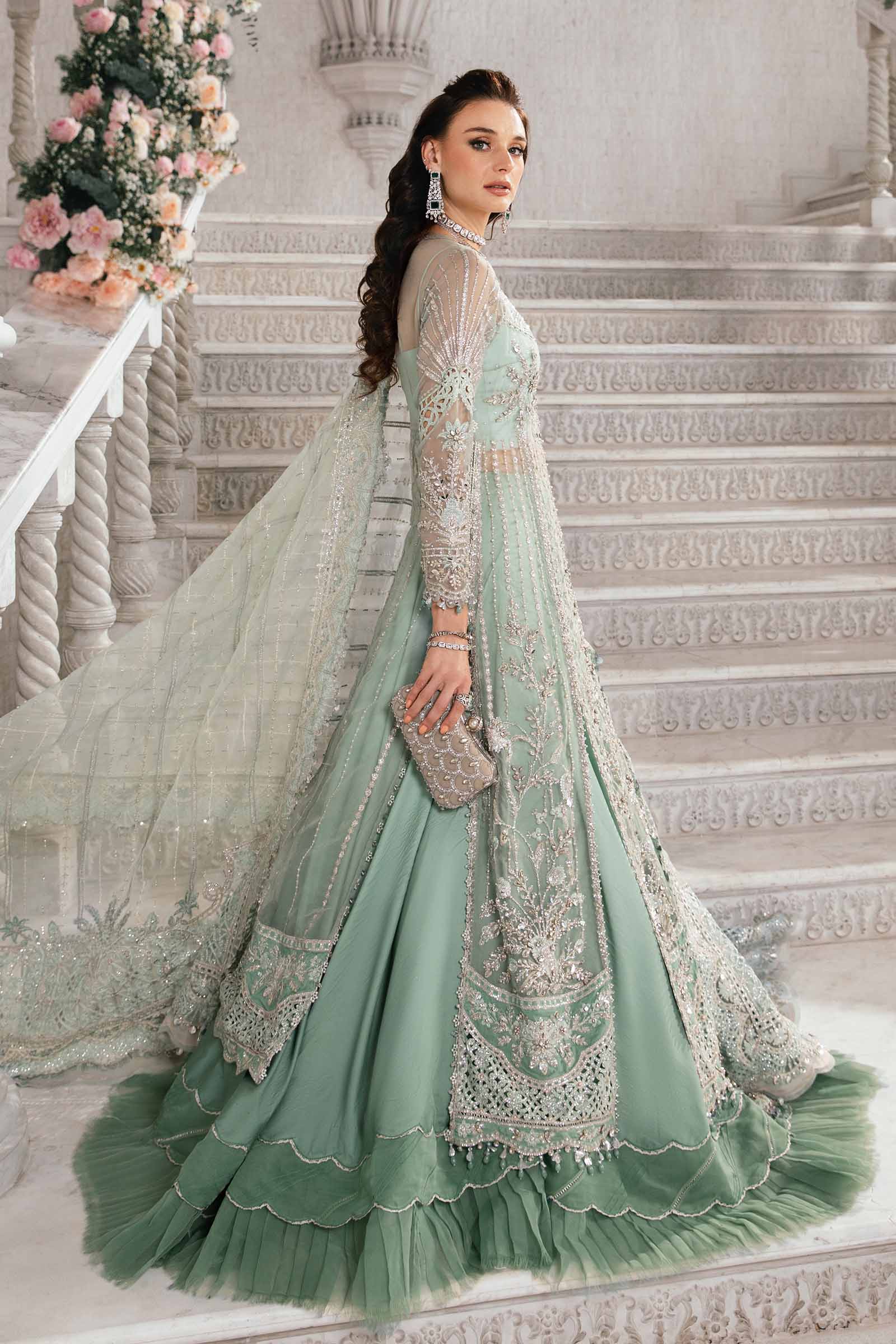 Maria.B Net Embroidered 3 Piece Unstitched Embroidered Suit | BD-2803 - Image 5