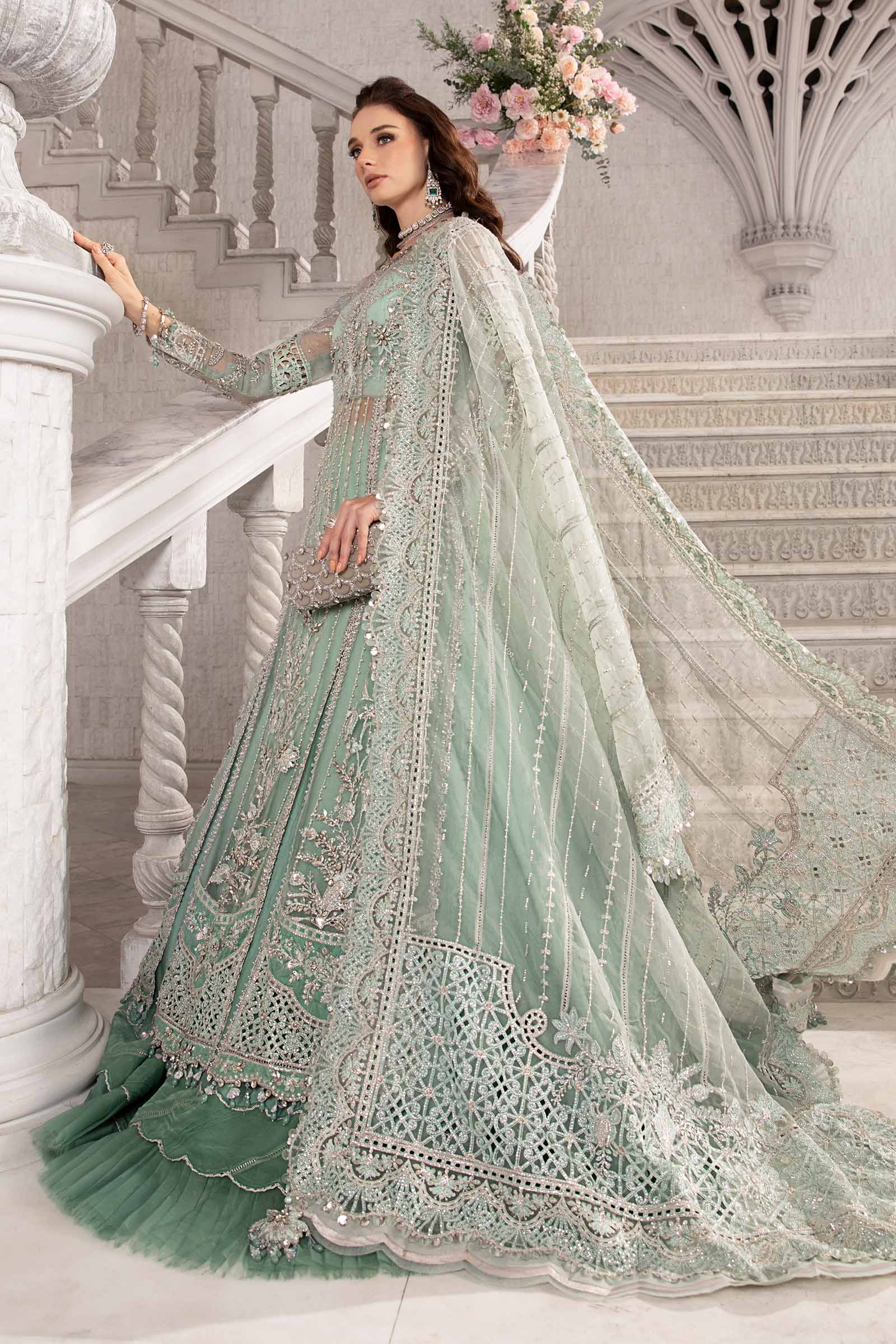 Maria.B Net Embroidered 3 Piece Unstitched Embroidered Suit | BD-2803 - Image 6