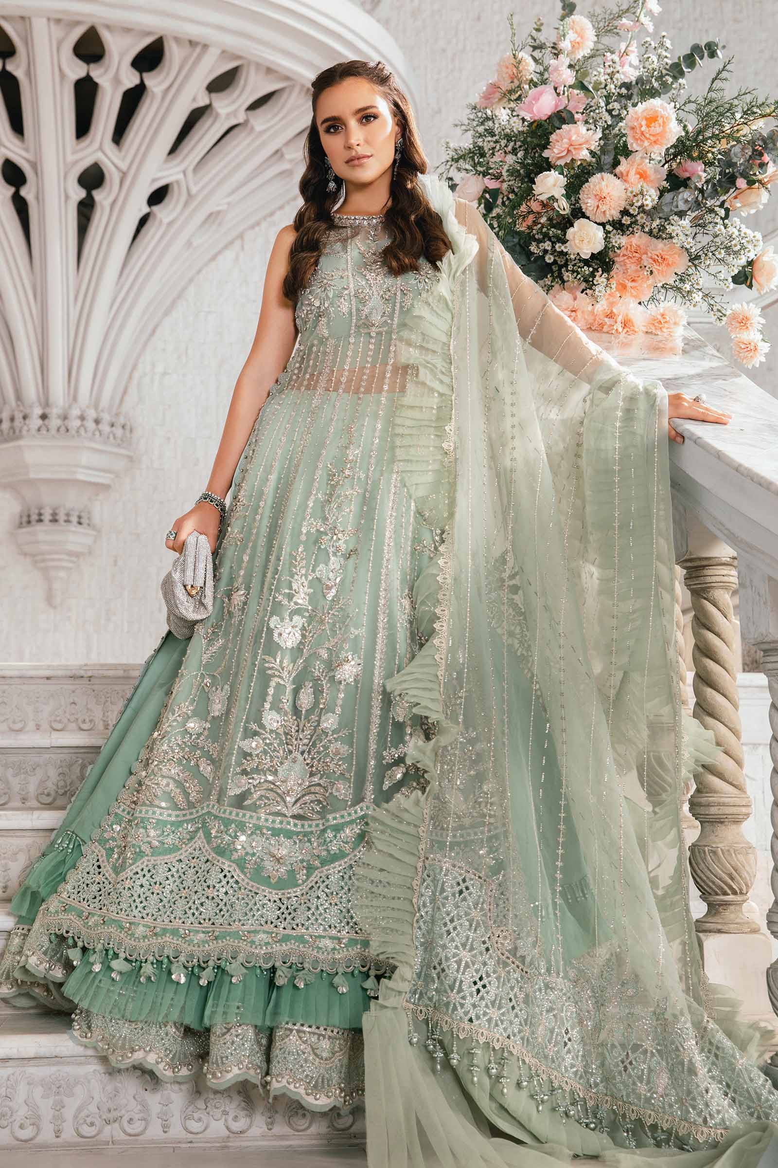 Maria.B Net Embroidered 3 Piece Unstitched Embroidered Suit | BD-2803 - Image 7