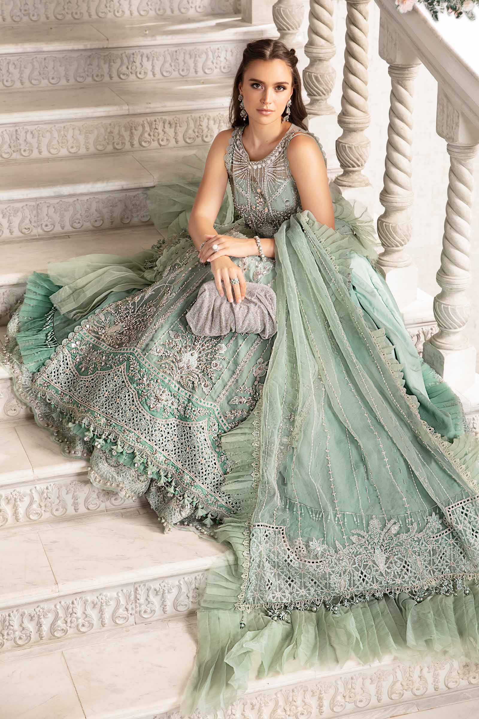 Maria.B Net Embroidered 3 Piece Unstitched Embroidered Suit | BD-2803 - Image 8