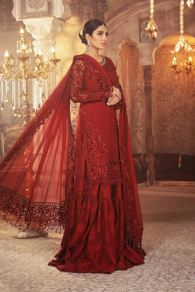 Maria.B - Ruby Red - Luxury Chiffon Embroidered 3 Piece Unstitched - Image 2