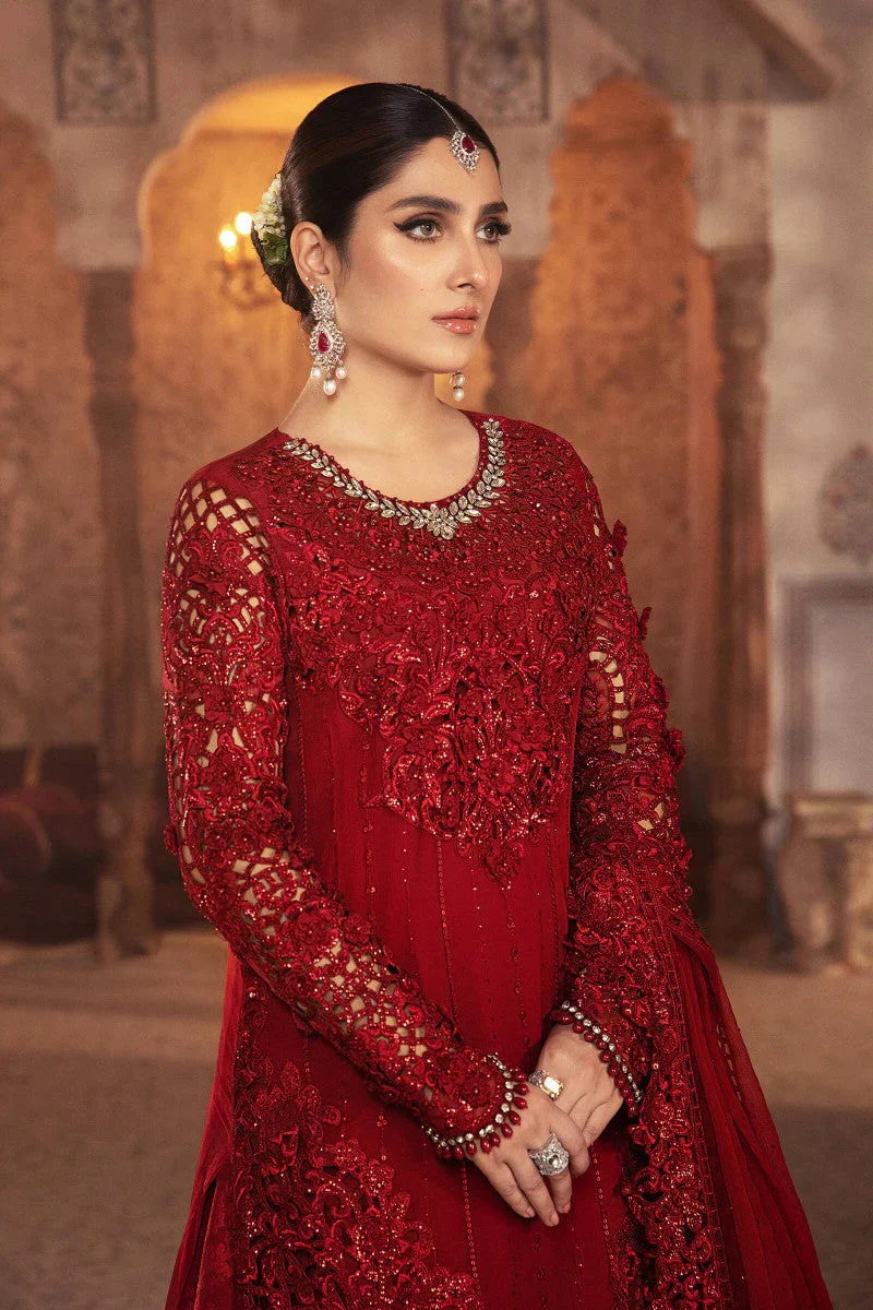 Maria.B - Ruby Red - Luxury Chiffon Embroidered 3 Piece Unstitched - Image 4