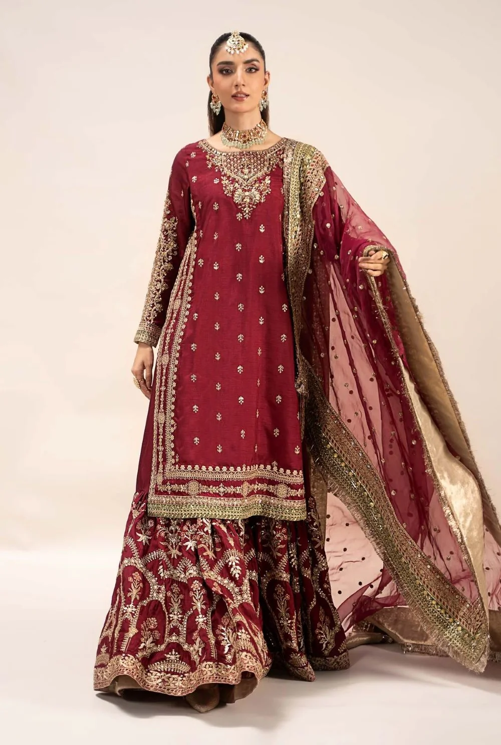 Maria.B Luxury Raw Silk Embroidered 3 Piece Unstitched EF-25 Virasat - Image 2