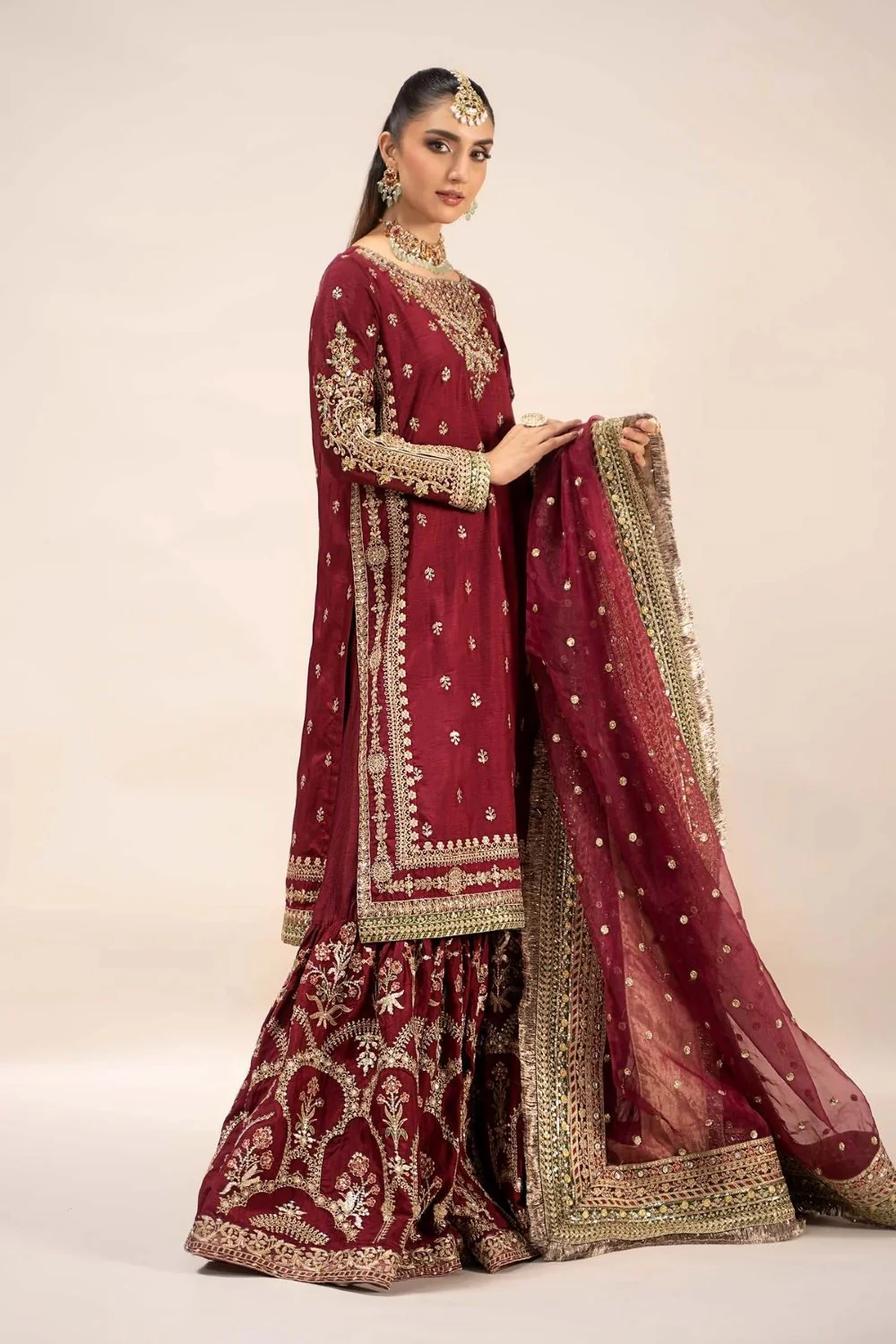 Maria.B Luxury Raw Silk Embroidered 3 Piece Unstitched EF-25 Virasat - Image 3