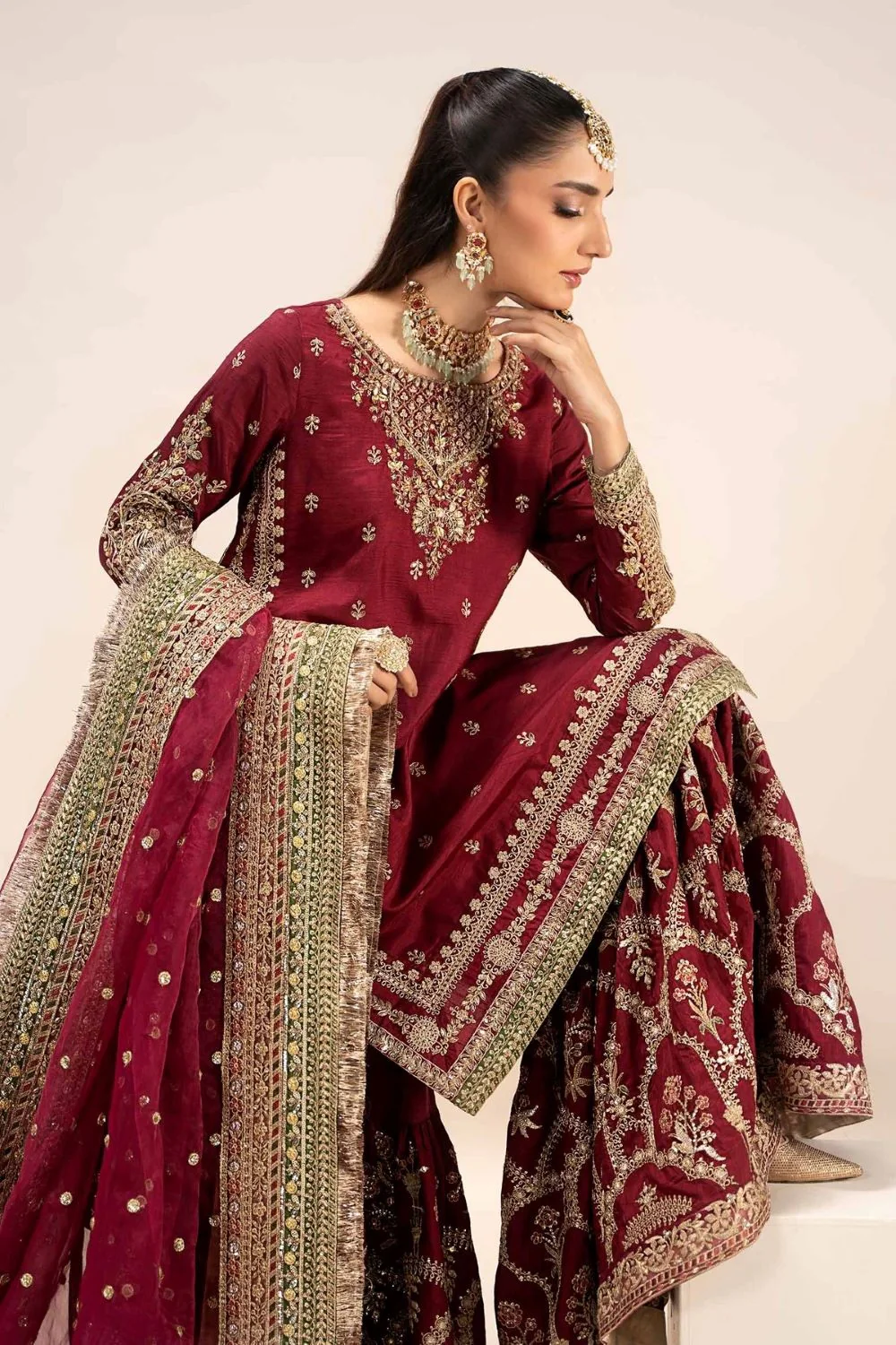 Maria.B Luxury Raw Silk Embroidered 3 Piece Unstitched EF-25 Virasat - Image 4