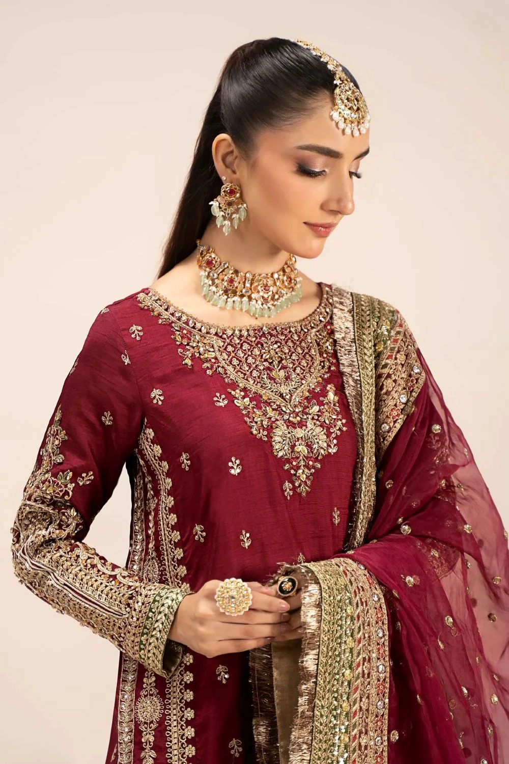 Maria.B Luxury Raw Silk Embroidered 3 Piece Unstitched EF-25 Virasat - Image 5