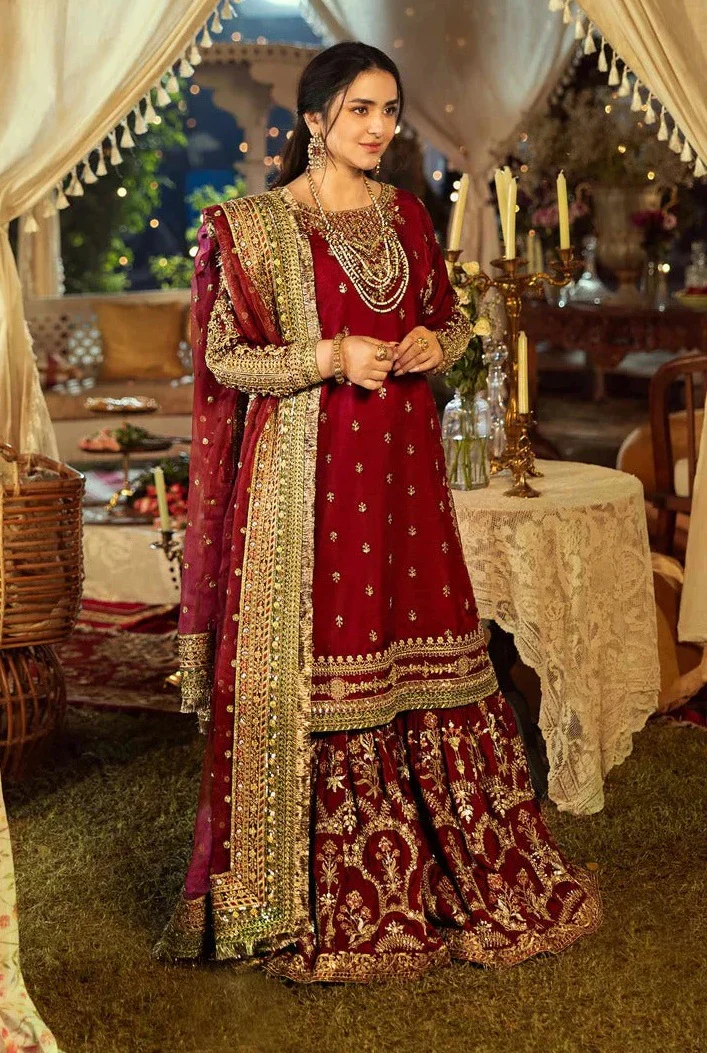 Maria.B Luxury Raw Silk Embroidered 3 Piece Unstitched EF-25 Virasat - Image 9