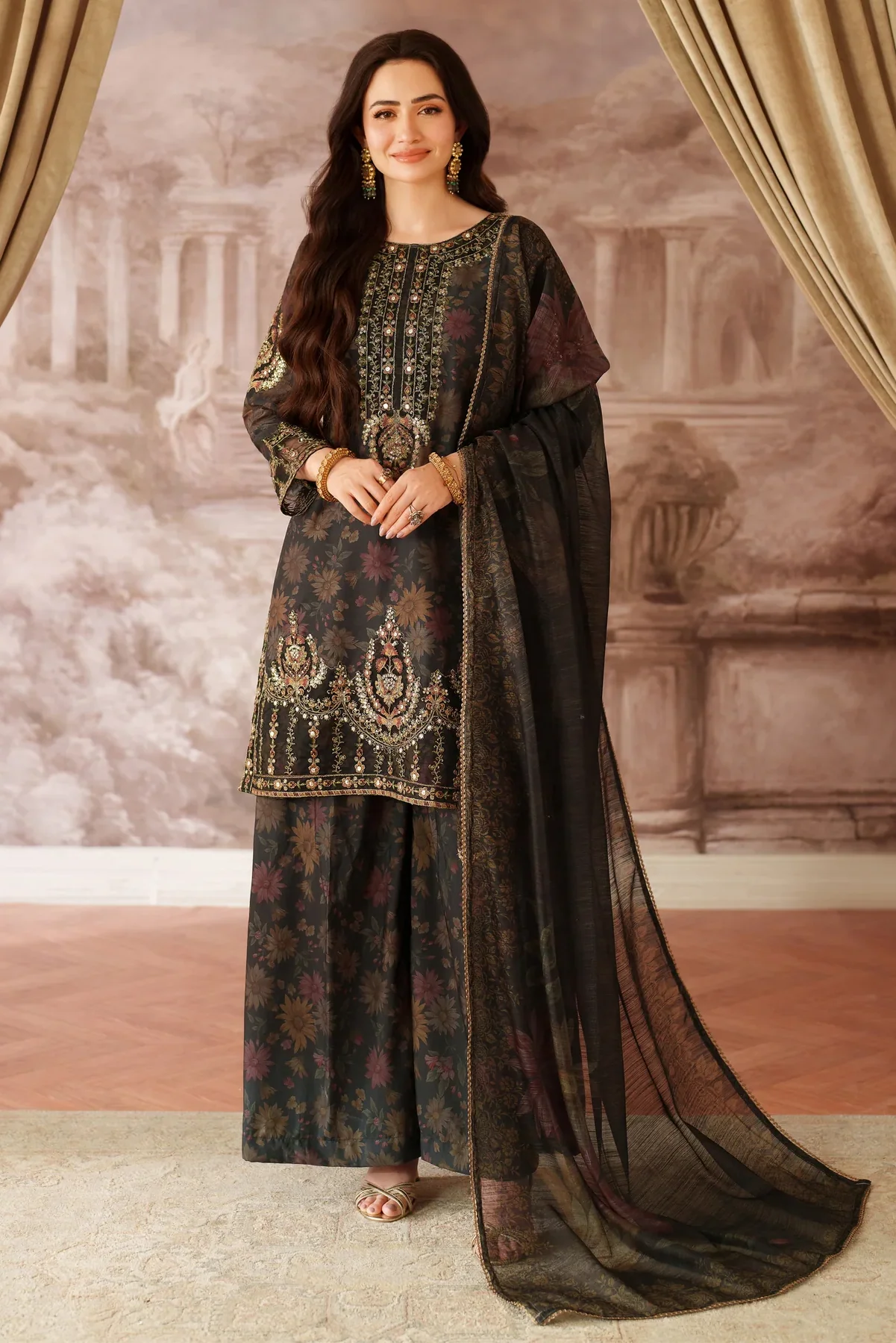Mohagni Luxury Embroidered Lawn 3 Pc Unstitched Suit BLS-57
