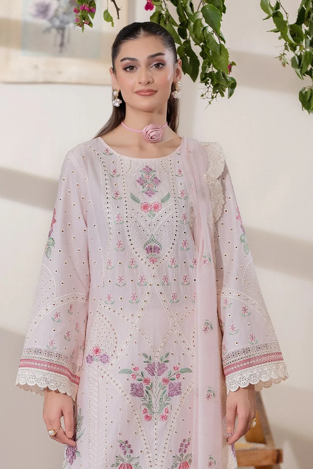 Nameera by Farooq - Ensemble - Lawn Embroidered 3 Piece Unstitched - Image 2