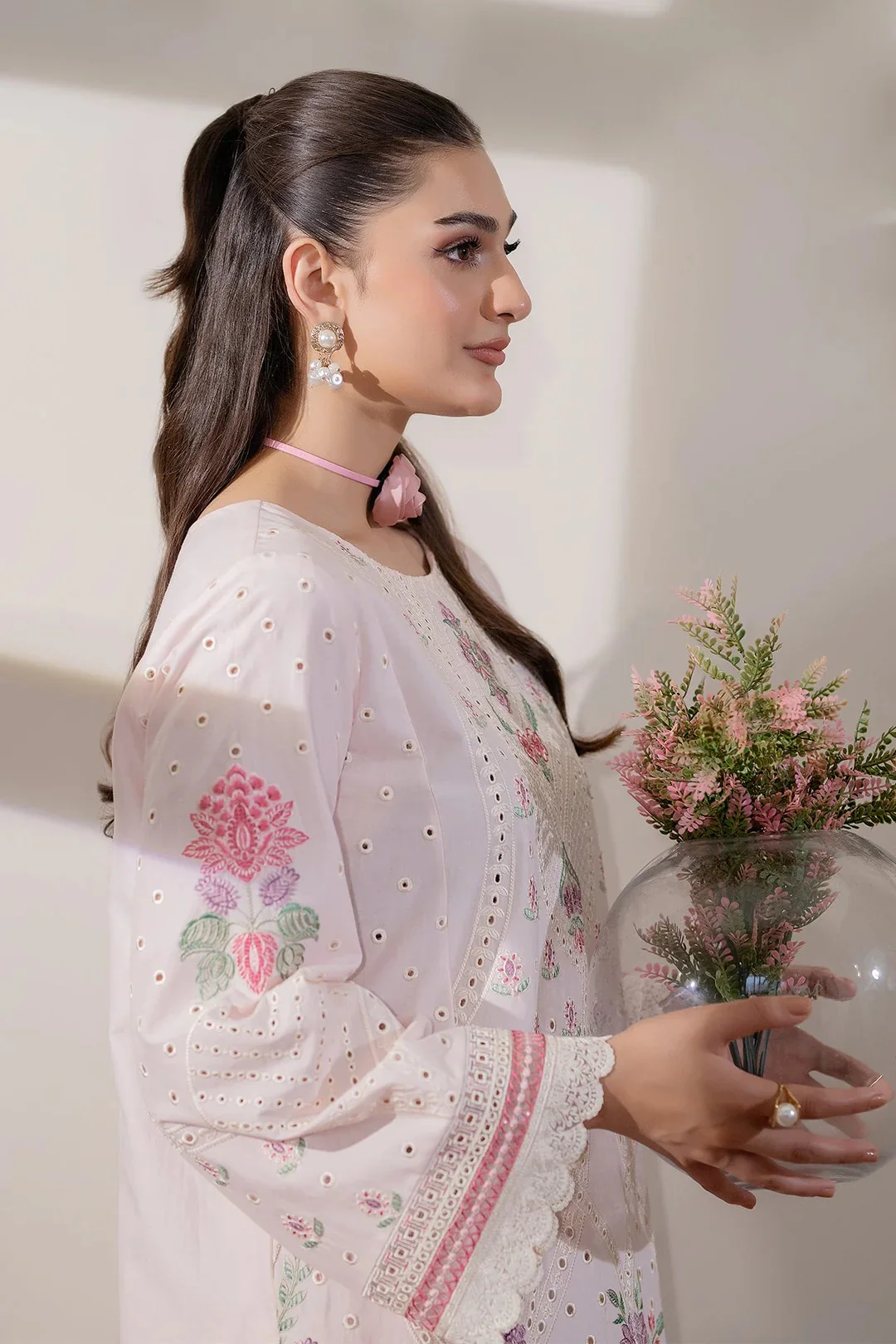 Nameera by Farooq - Ensemble - Lawn Embroidered 3 Piece Unstitched - Image 4