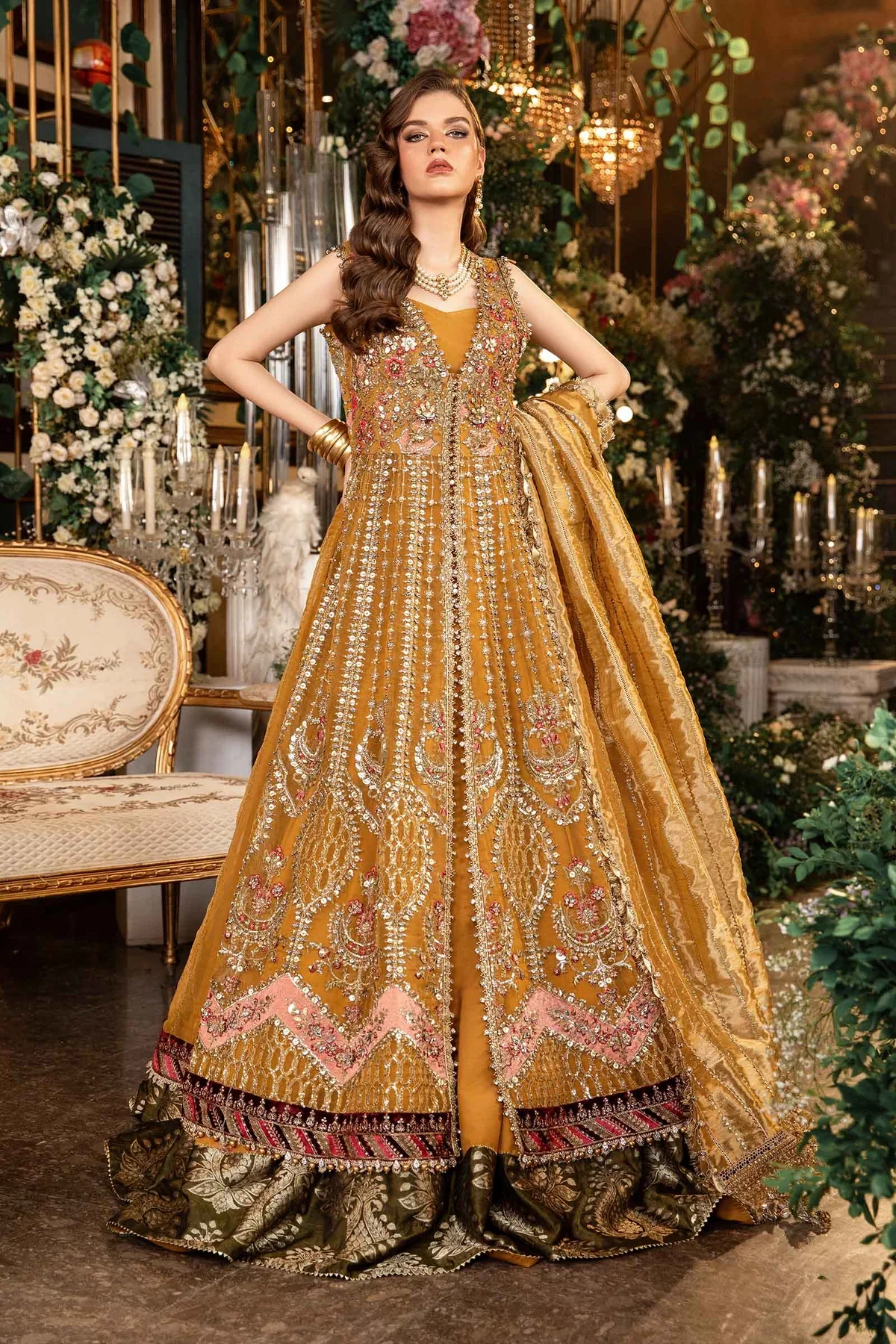 Maria.B Mbroidered Organza Unstitched 3 Piece Suit BD-2907 - Image 3