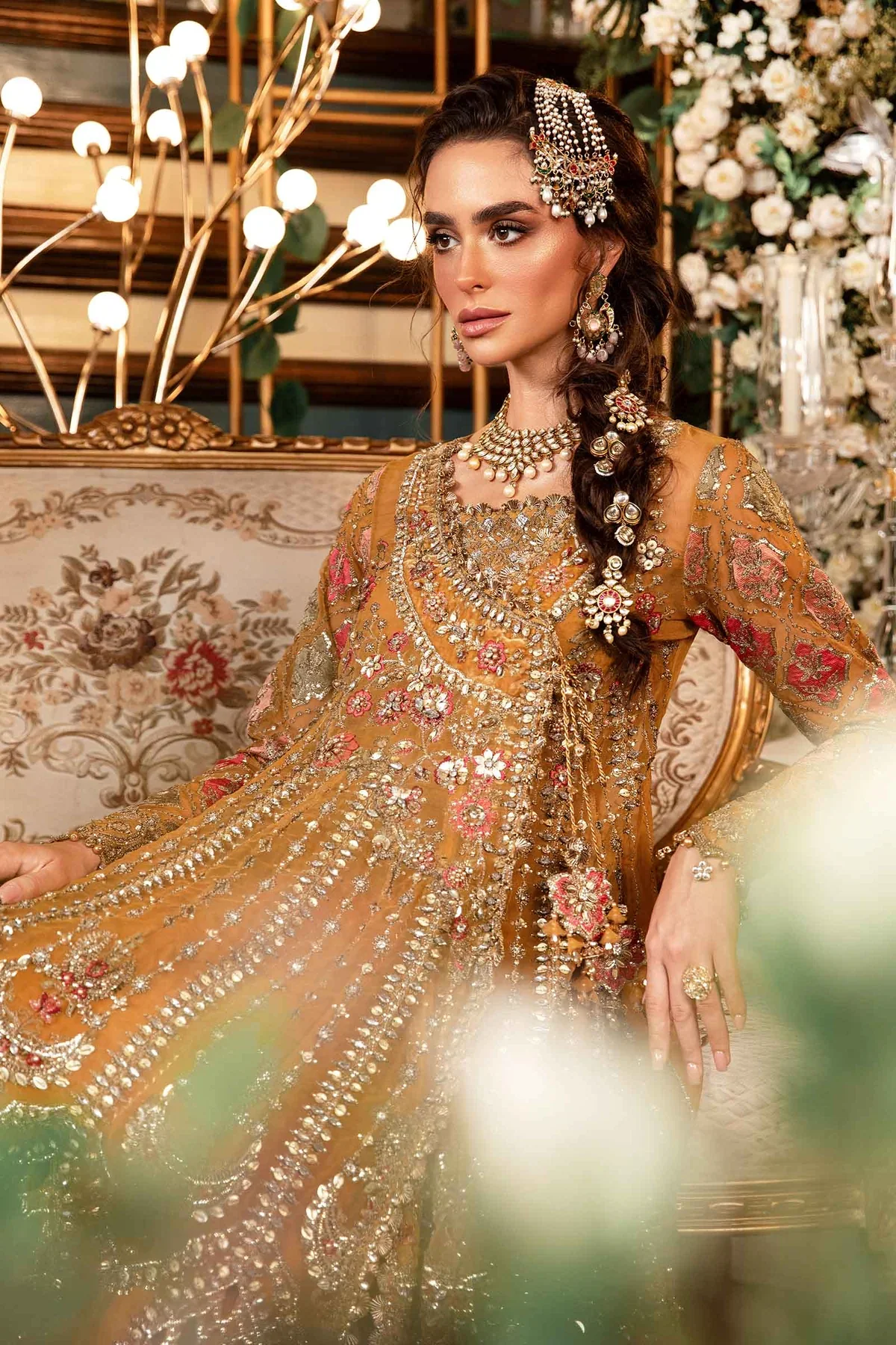 Maria.B Mbroidered Organza Unstitched 3 Piece Suit BD-2907 - Image 4