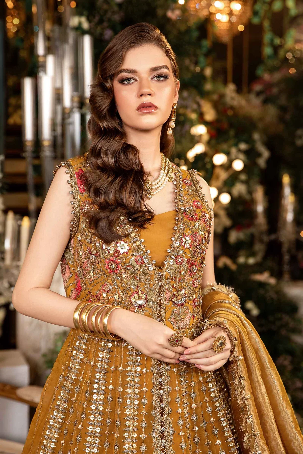 Maria.B Mbroidered Organza Unstitched 3 Piece Suit BD-2907 - Image 5