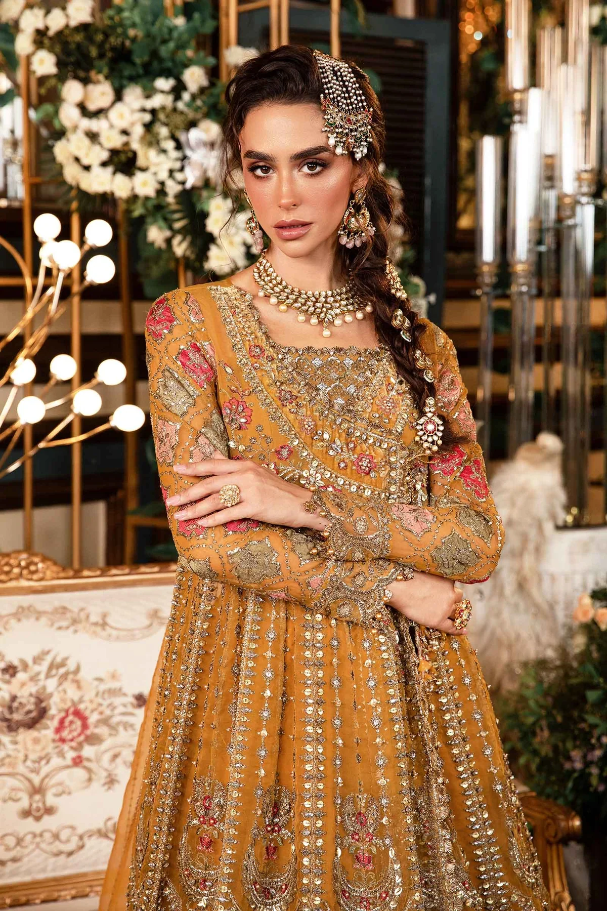 Maria.B Mbroidered Organza Unstitched 3 Piece Suit BD-2907 - Image 6