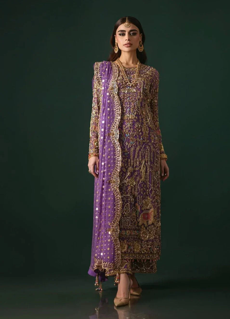 Nomi Ansari Luxury Pure Chiffon Unsticthed 3 Piece Couture