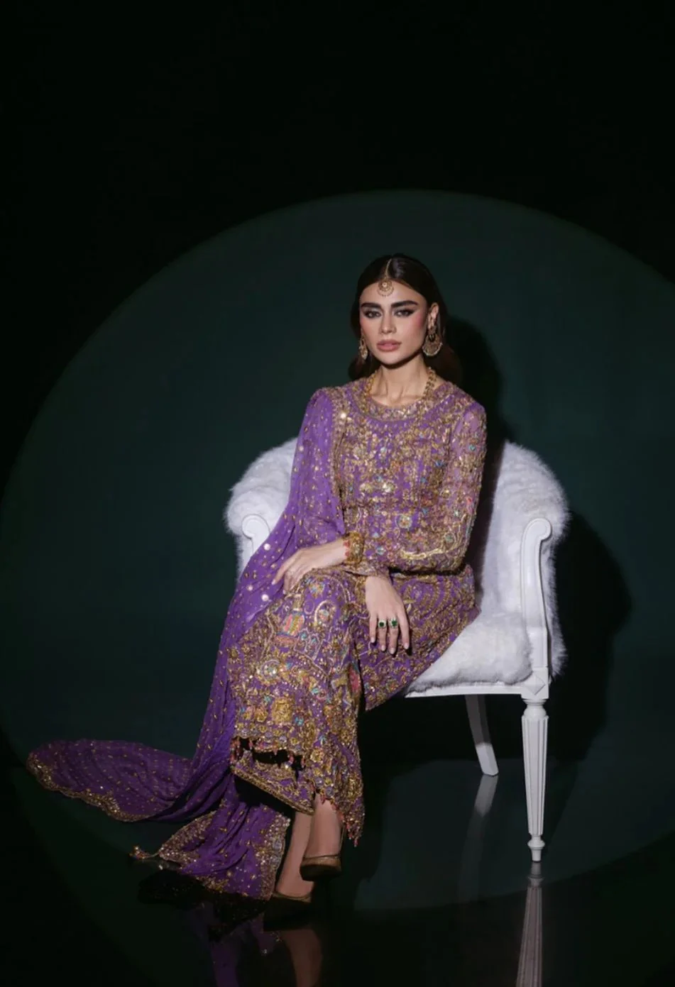 Nomi Ansari Luxury Pure Chiffon Unsticthed 3 Piece Couture - Image 5