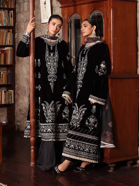 Noor By Saadia Asad Luxury Velvet Collection Unstitched PAREEHA D-12 - Image 2