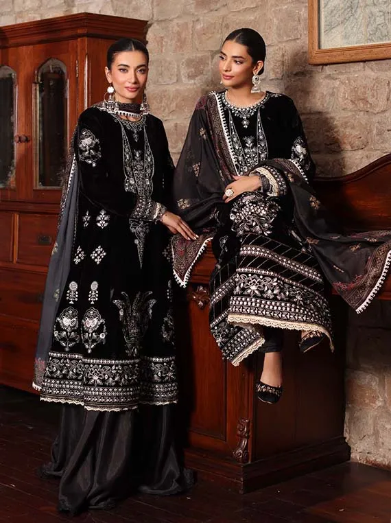 Noor By Saadia Asad Luxury Velvet Collection Unstitched PAREEHA D-12 - Image 3