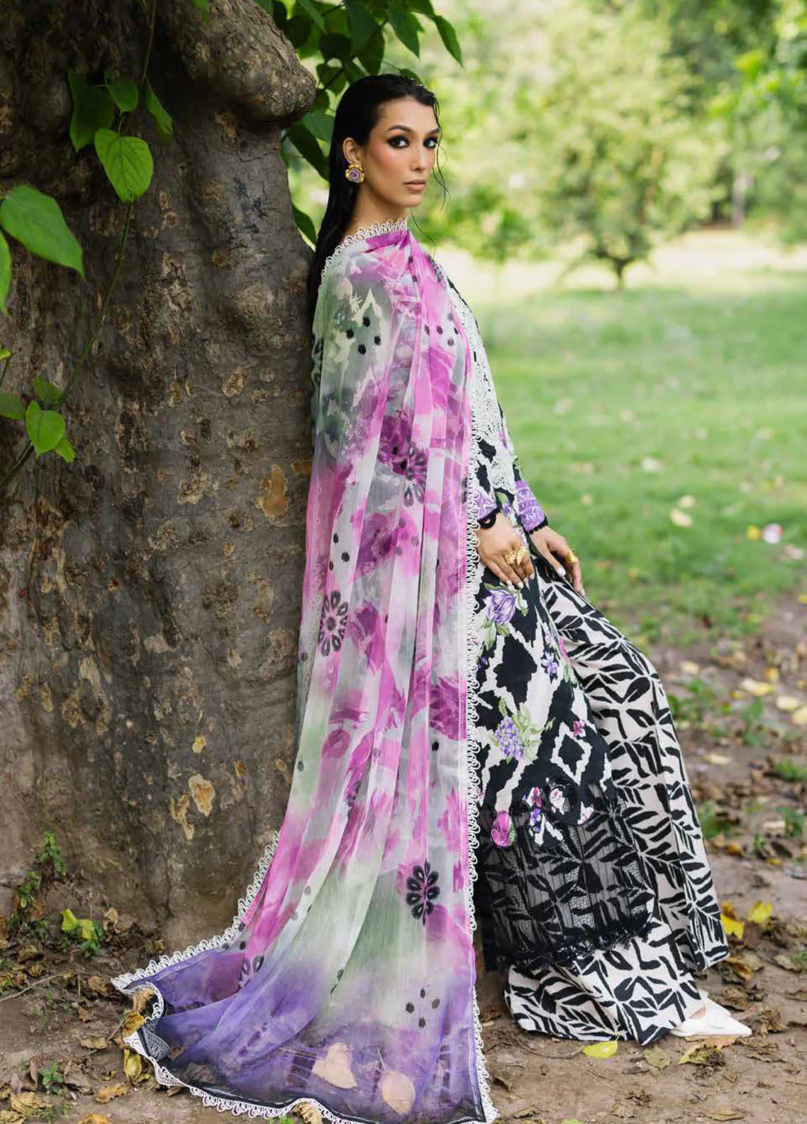 Nureh Chikankari Lawn Suits Unstitched 3 Piece DD-05 Daily Delights - Image 2