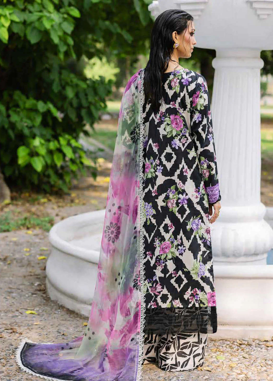 Nureh Chikankari Lawn Suits Unstitched 3 Piece DD-05 Daily Delights - Image 4