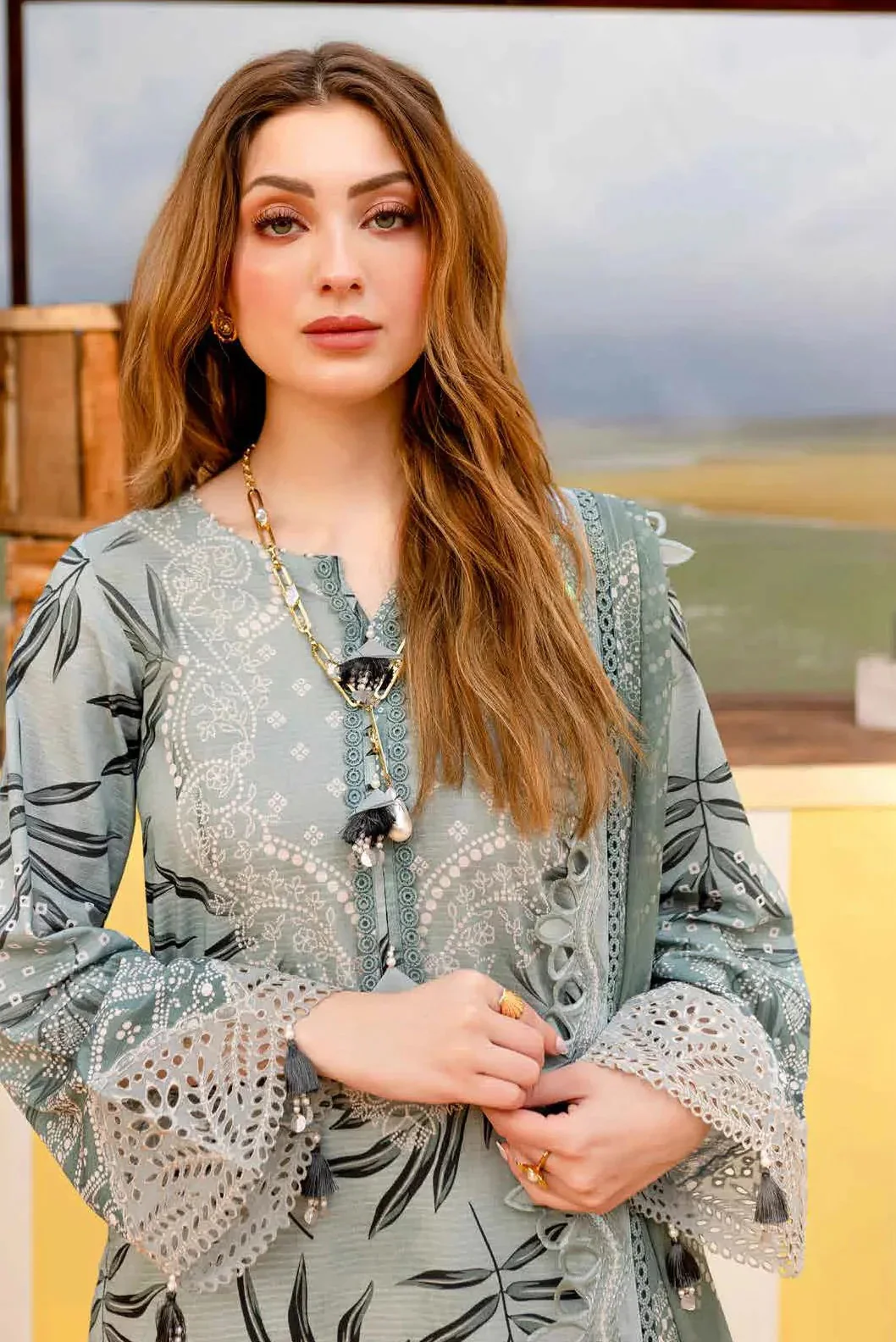 Nureh - Luxury Lawn Embroidered 3 Piece Unstitched - NSG - 179 - Image 2