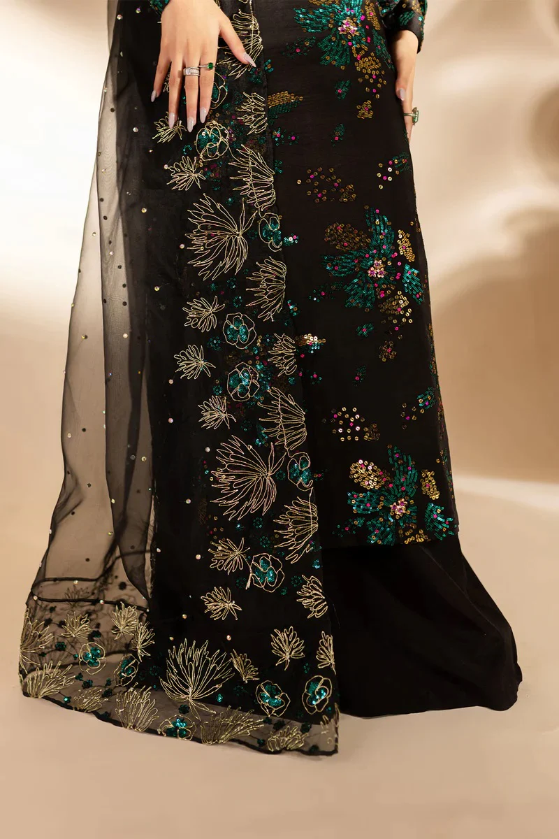 Nureh Luxury Raw Silk 3 Piece Unsticthed - TW-02 Golden Star Dust - Image 10