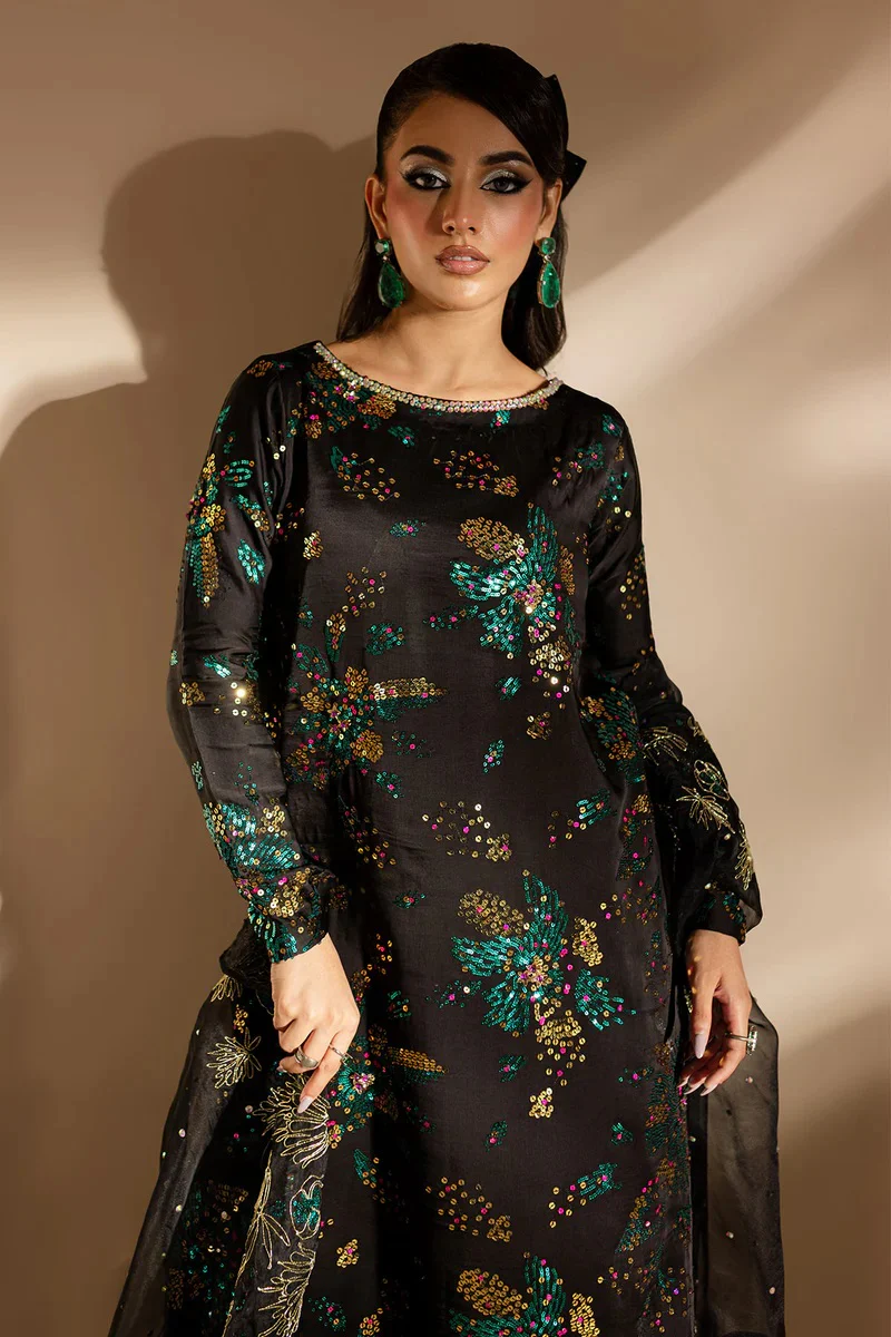 Nureh Luxury Raw Silk 3 Piece Unsticthed - TW-02 Golden Star Dust - Image 2