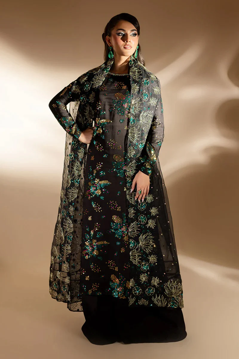 Nureh Luxury Raw Silk 3 Piece Unsticthed - TW-02 Golden Star Dust - Image 4
