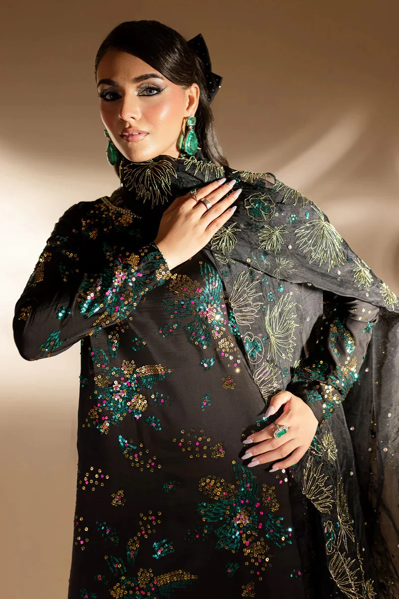 Nureh Luxury Raw Silk 3 Piece Unsticthed - TW-02 Golden Star Dust - Image 6