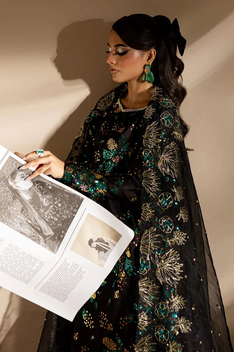 Nureh Luxury Raw Silk 3 Piece Unsticthed - TW-02 Golden Star Dust - Image 7