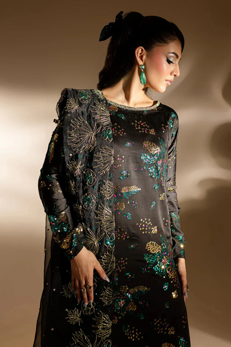 Nureh Luxury Raw Silk 3 Piece Unsticthed - TW-02 Golden Star Dust - Image 8